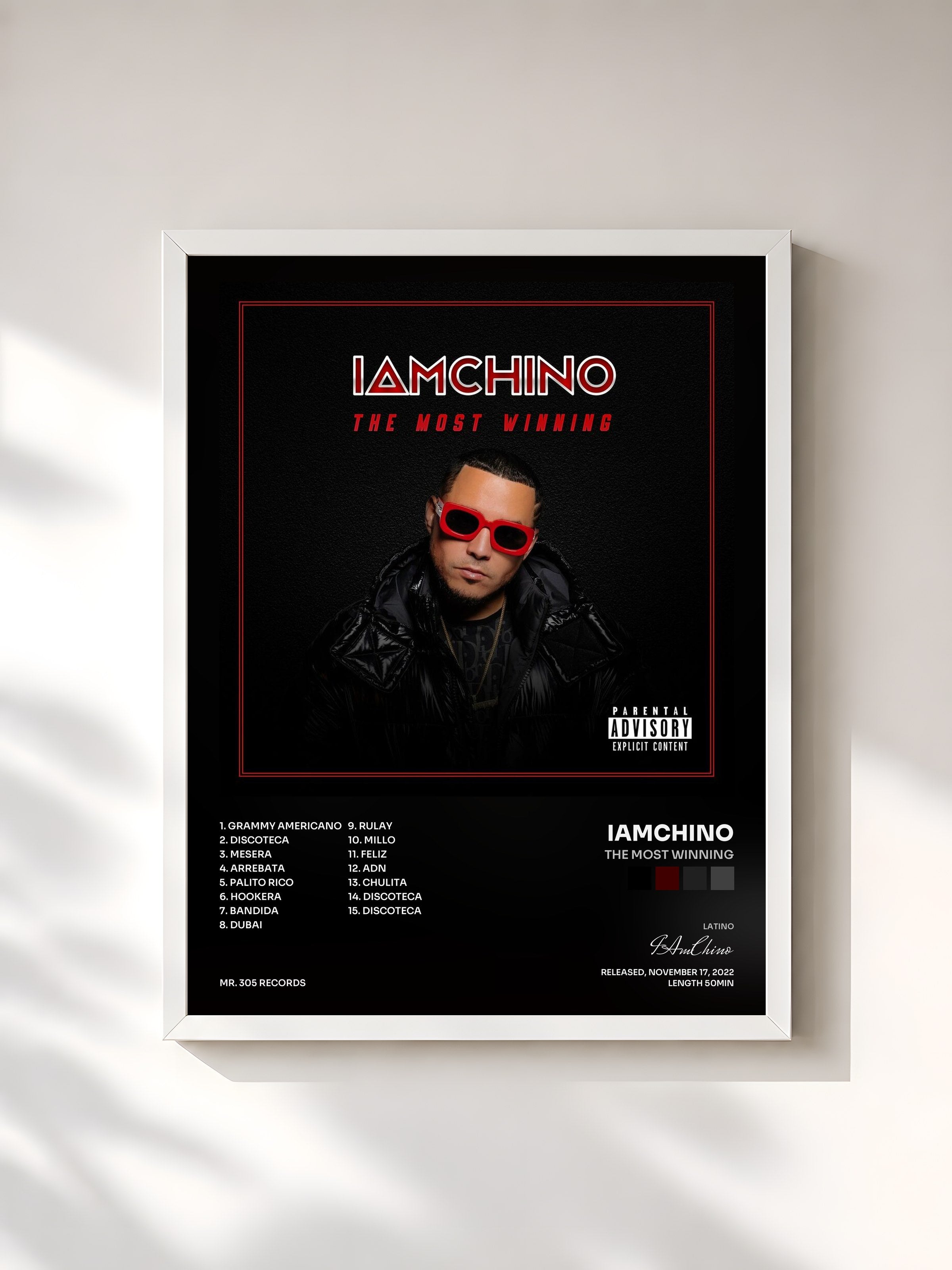 #blanc Tableau de l'album The Most Winning de IAmChino, cadre blanc, imprimé et encadré en France