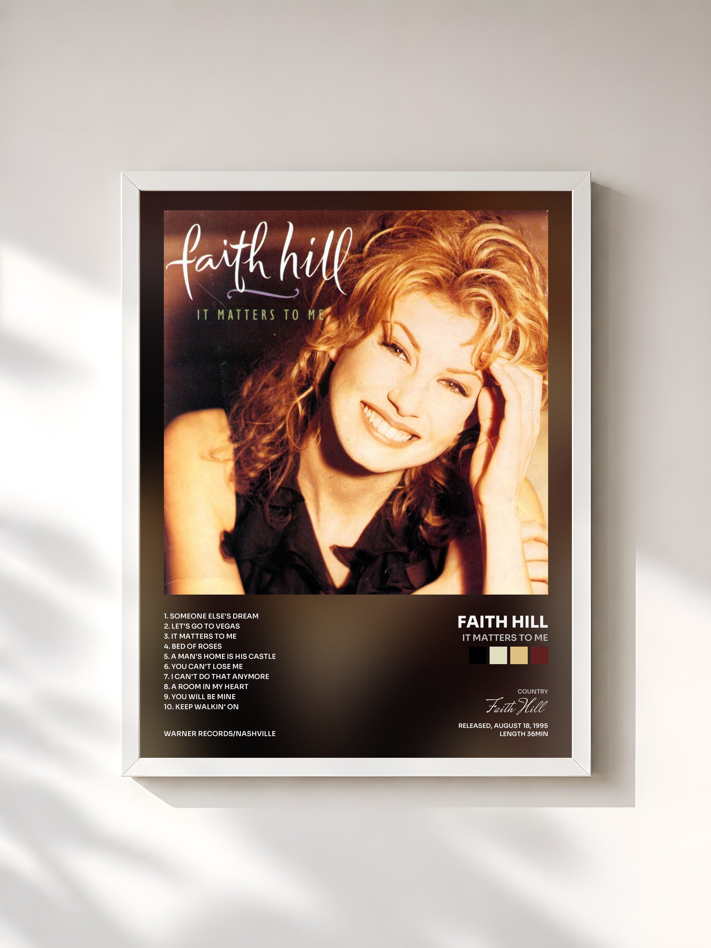 #blanc Tableau de l'album It Matters to Me de Faith Hill, cadre blanc, imprimé et encadré en France