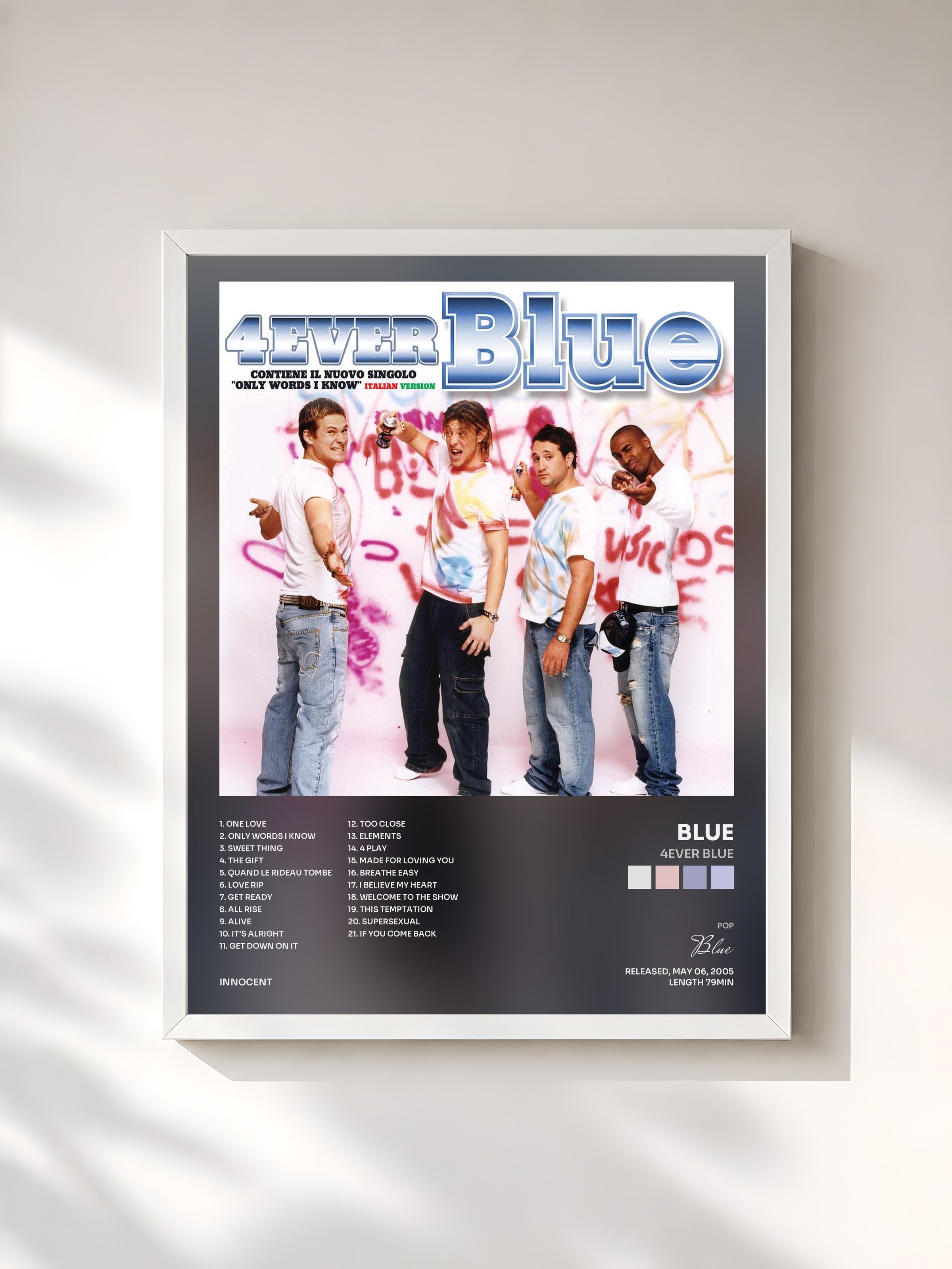 #blanc Tableau de l'album 4ever Blue de Blue, cadre blanc, imprimé et encadré en France