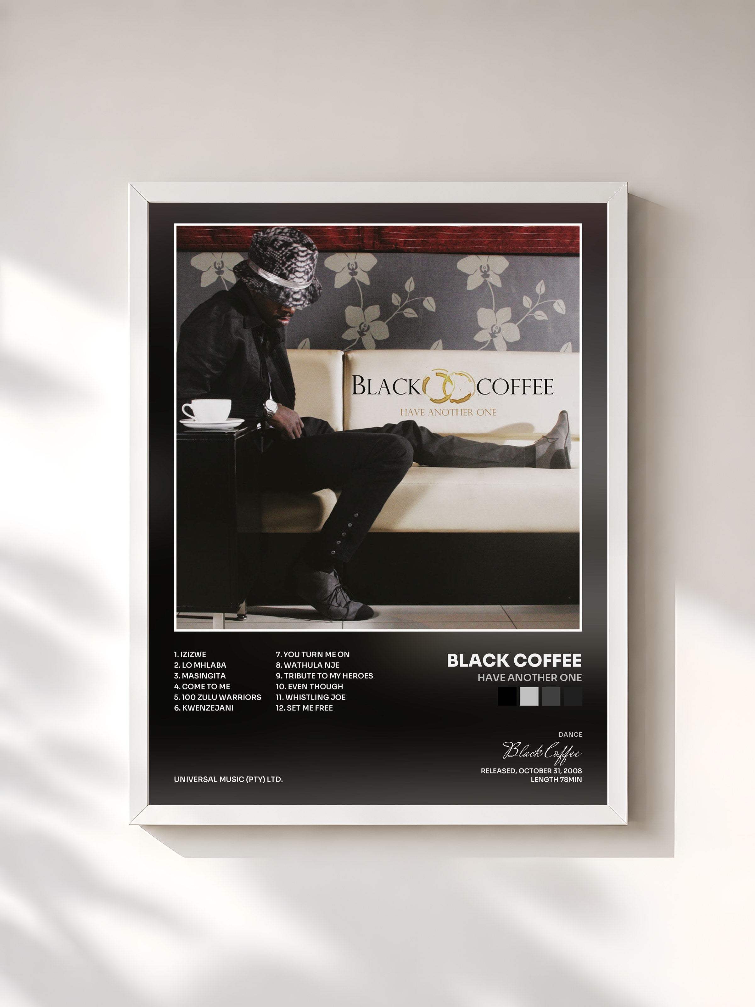 #blanc Tableau de l'album Have Another One de Black Coffee, cadre blanc, imprimé et encadré en France