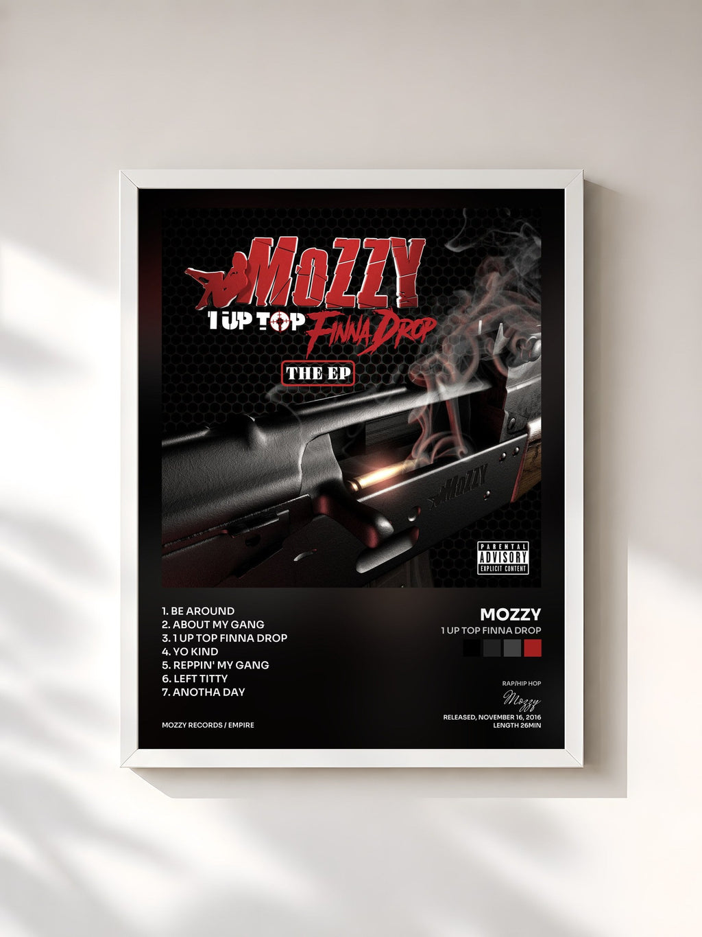 #blanc 1 Up Top Finna Drop by Mozzy as a framed art print, white frame, printed and framed in France