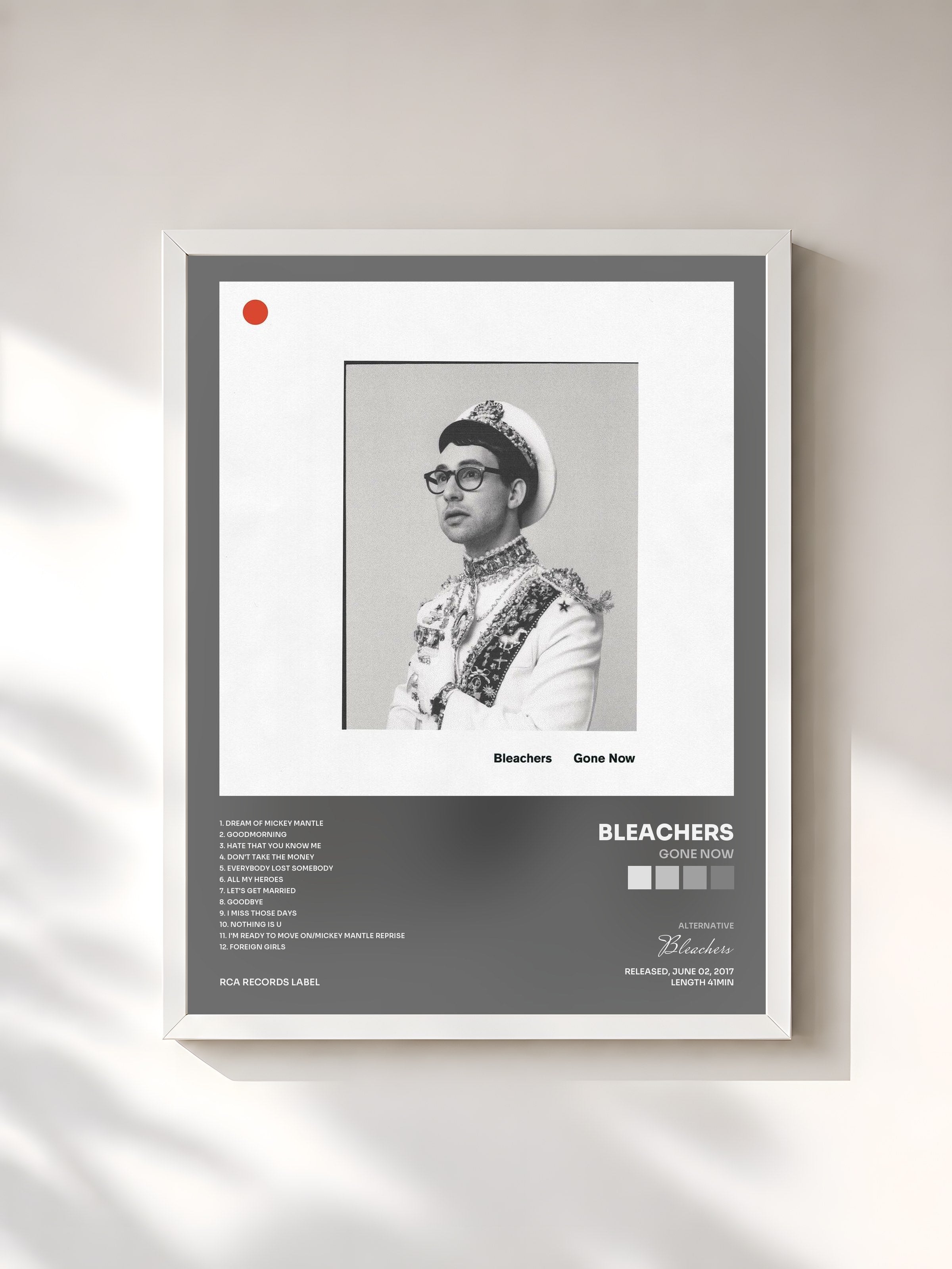#blanc Tableau de l'album Gone Now de Bleachers, cadre blanc, imprimé et encadré en France