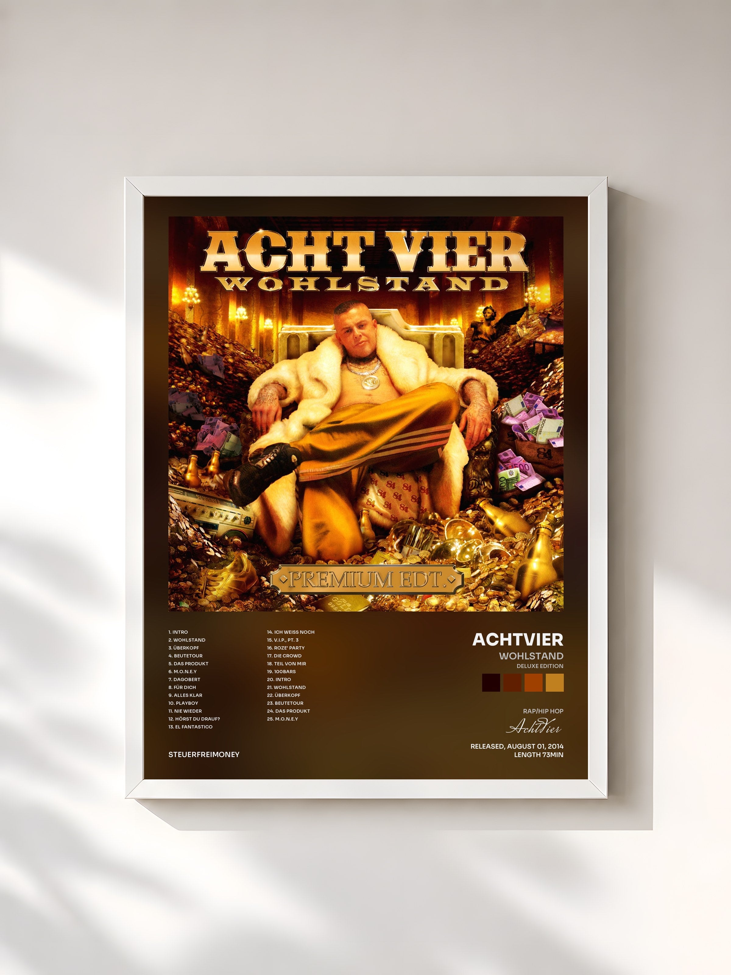 #blanc Tableau de l'album Wohlstand (Deluxe Edition) de AchtVier, cadre blanc, imprimé et encadré en France