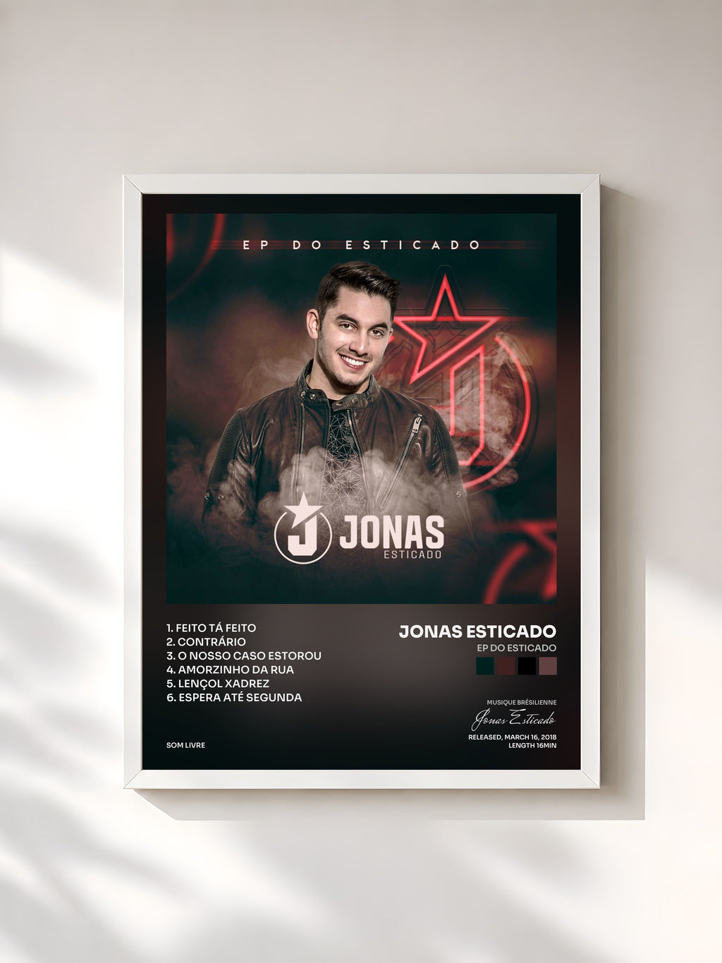 #blanc Tableau de l'album Ep do Esticado de Jonas Esticado, cadre blanc, imprimé et encadré en France