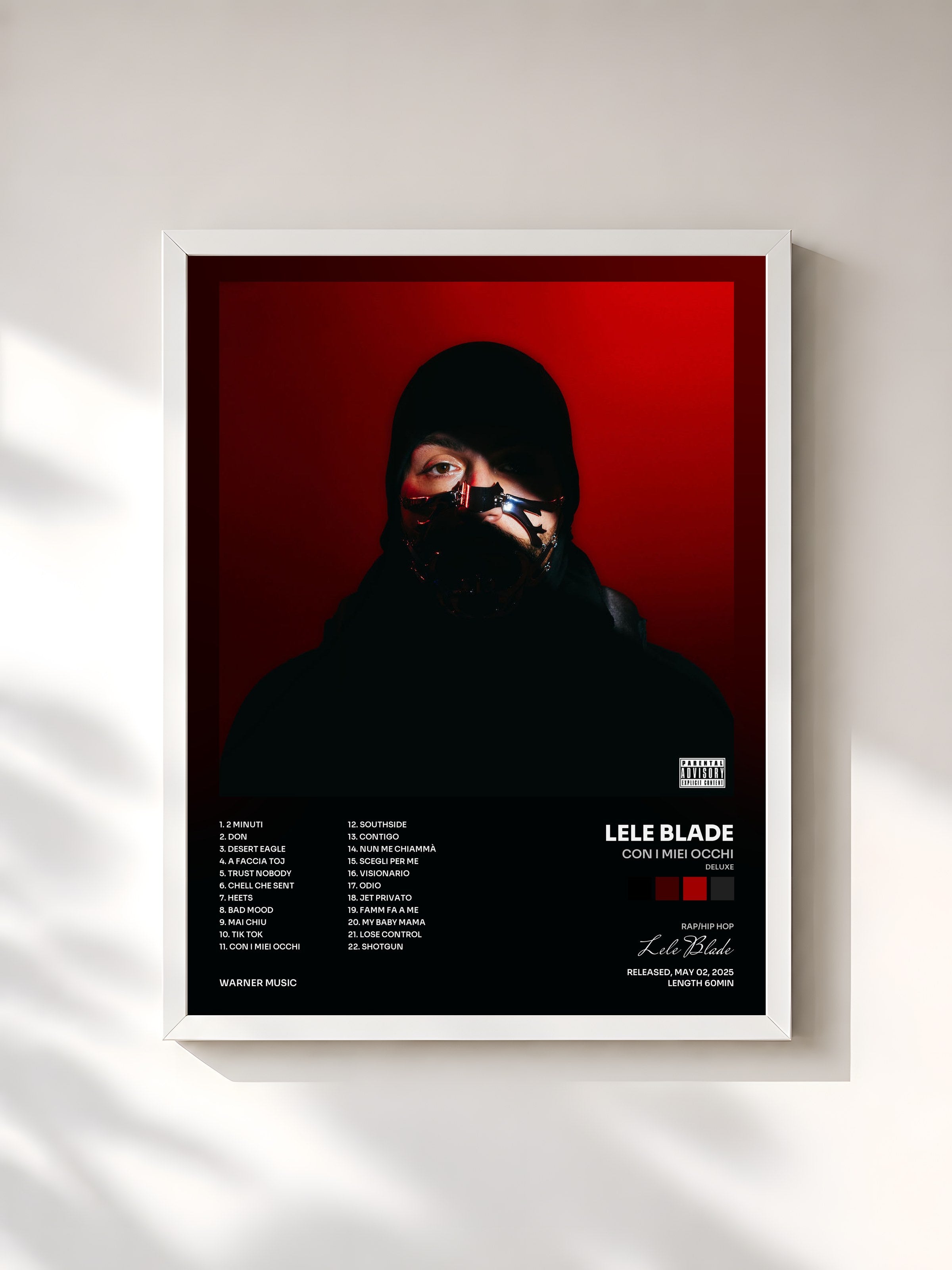 #blanc Tableau de l'album CON I MIEI OCCHI (Deluxe) de Lele Blade, cadre blanc, imprimé et encadré en France