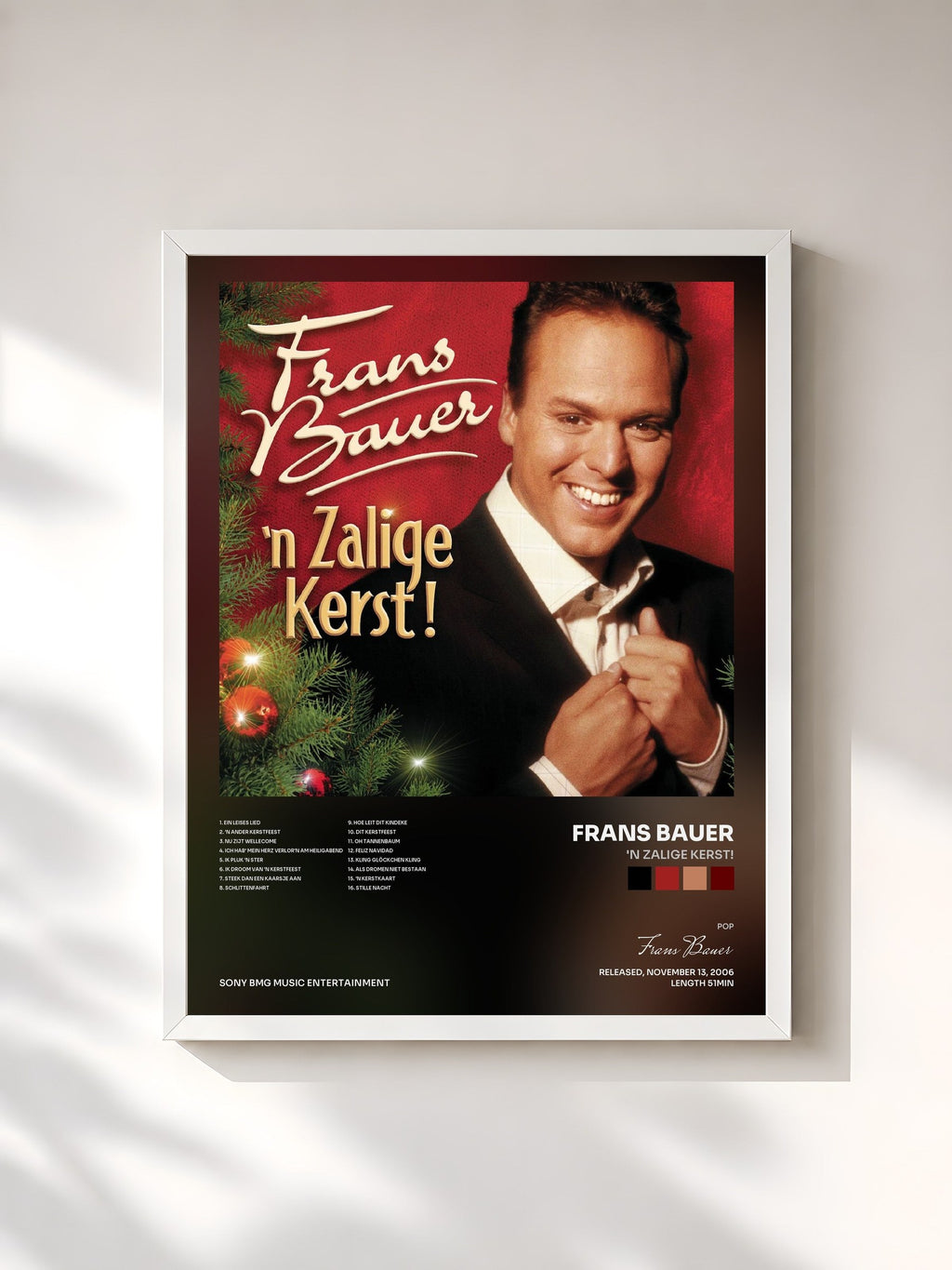 #blanc 'n Zalige Kerst! by Frans Bauer as a framed art print, white frame, printed and framed in France