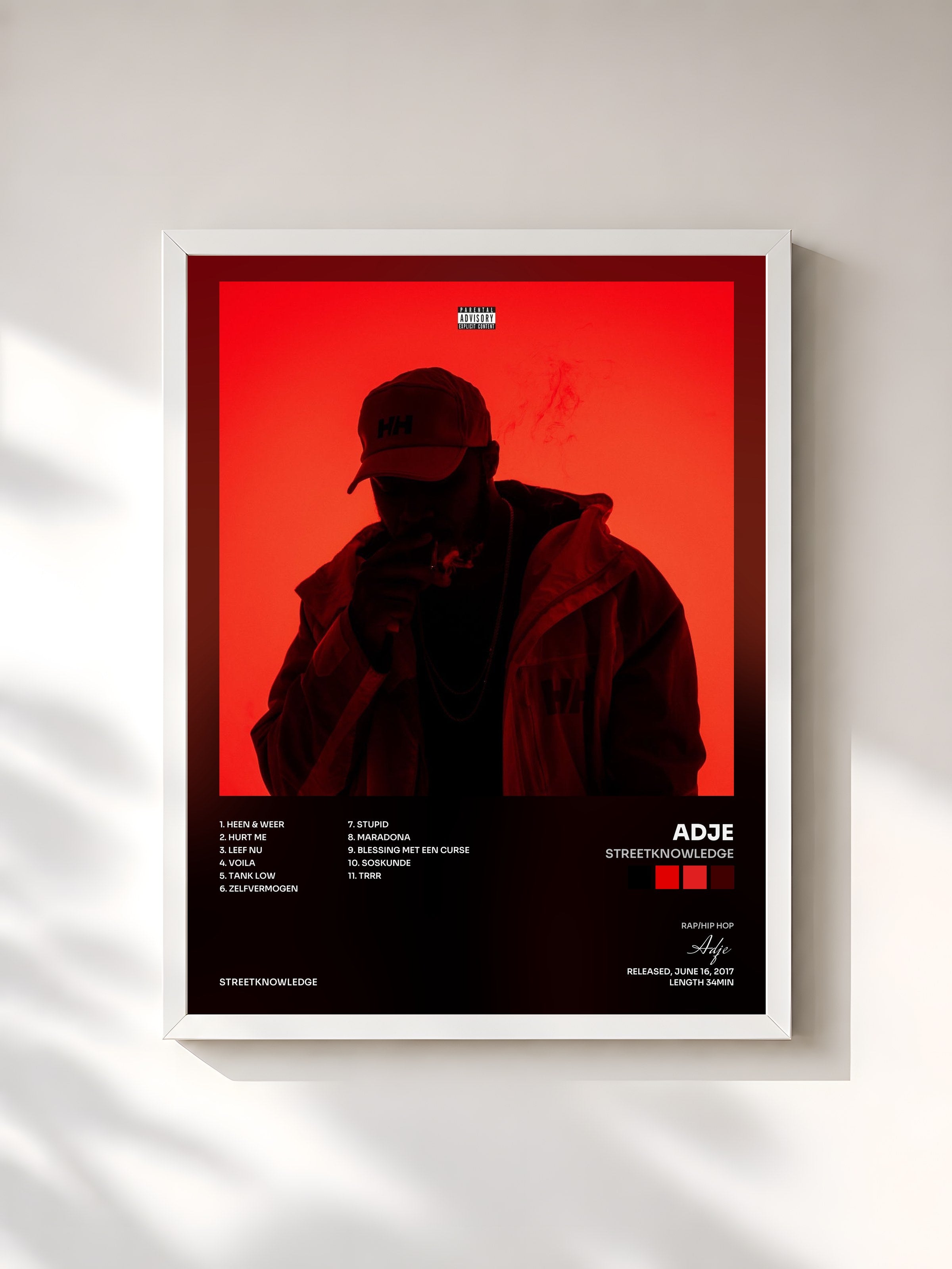 #blanc Tableau de l'album Streetknowledge de Adje, cadre blanc, imprimé et encadré en France