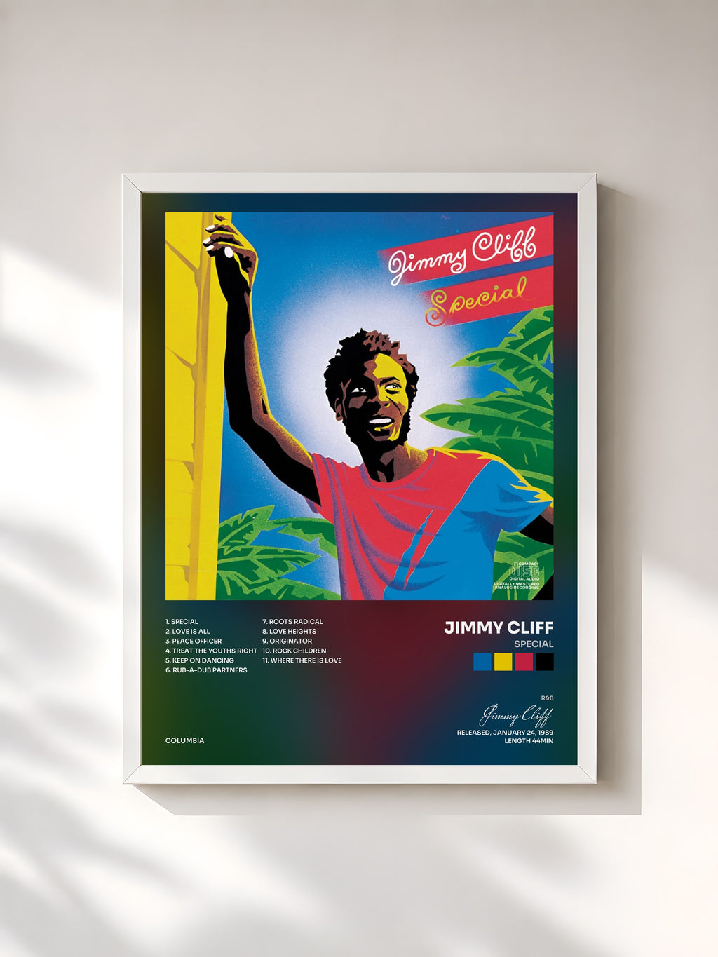 #blanc Tableau de l'album Special de Jimmy Cliff, cadre blanc, imprimé et encadré en France