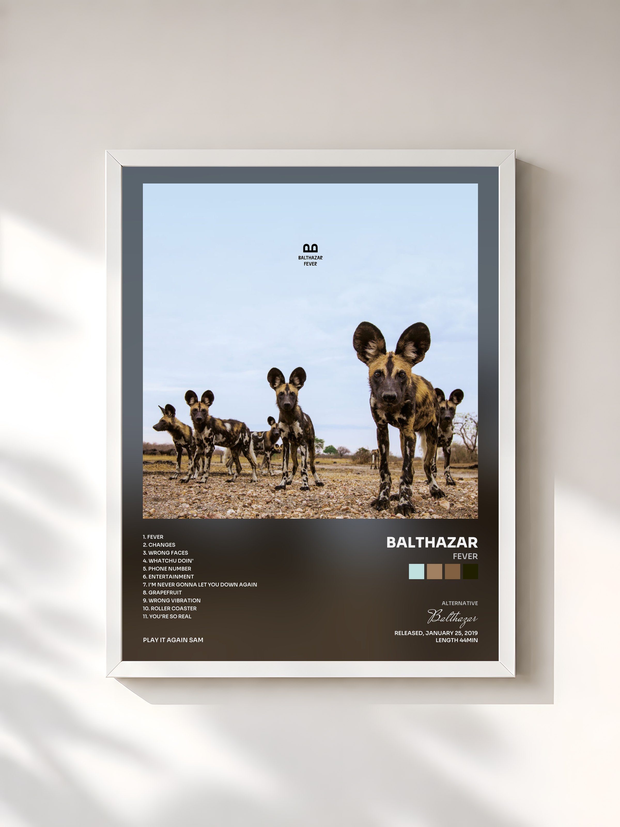 #blanc Tableau de l'album Fever de Balthazar, cadre blanc, imprimé et encadré en France