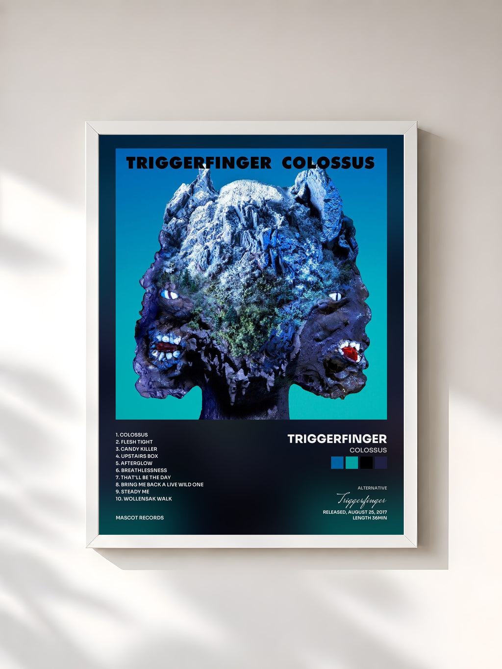 #blanc Tableau de l'album Colossus de Triggerfinger, cadre blanc, imprimé et encadré en France