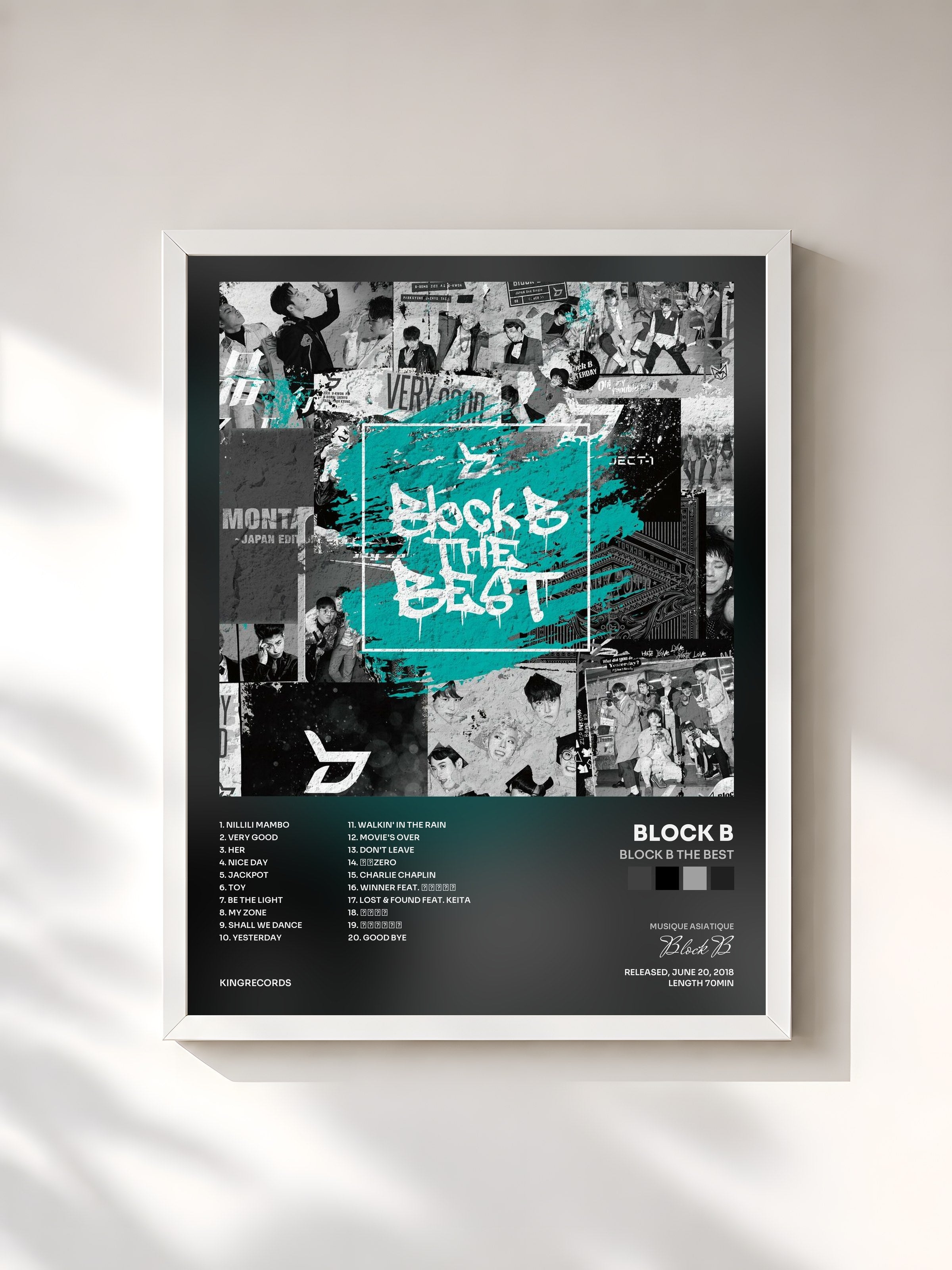 #blanc Tableau de l'album Block B THE BEST de Block B, cadre blanc, imprimé et encadré en France