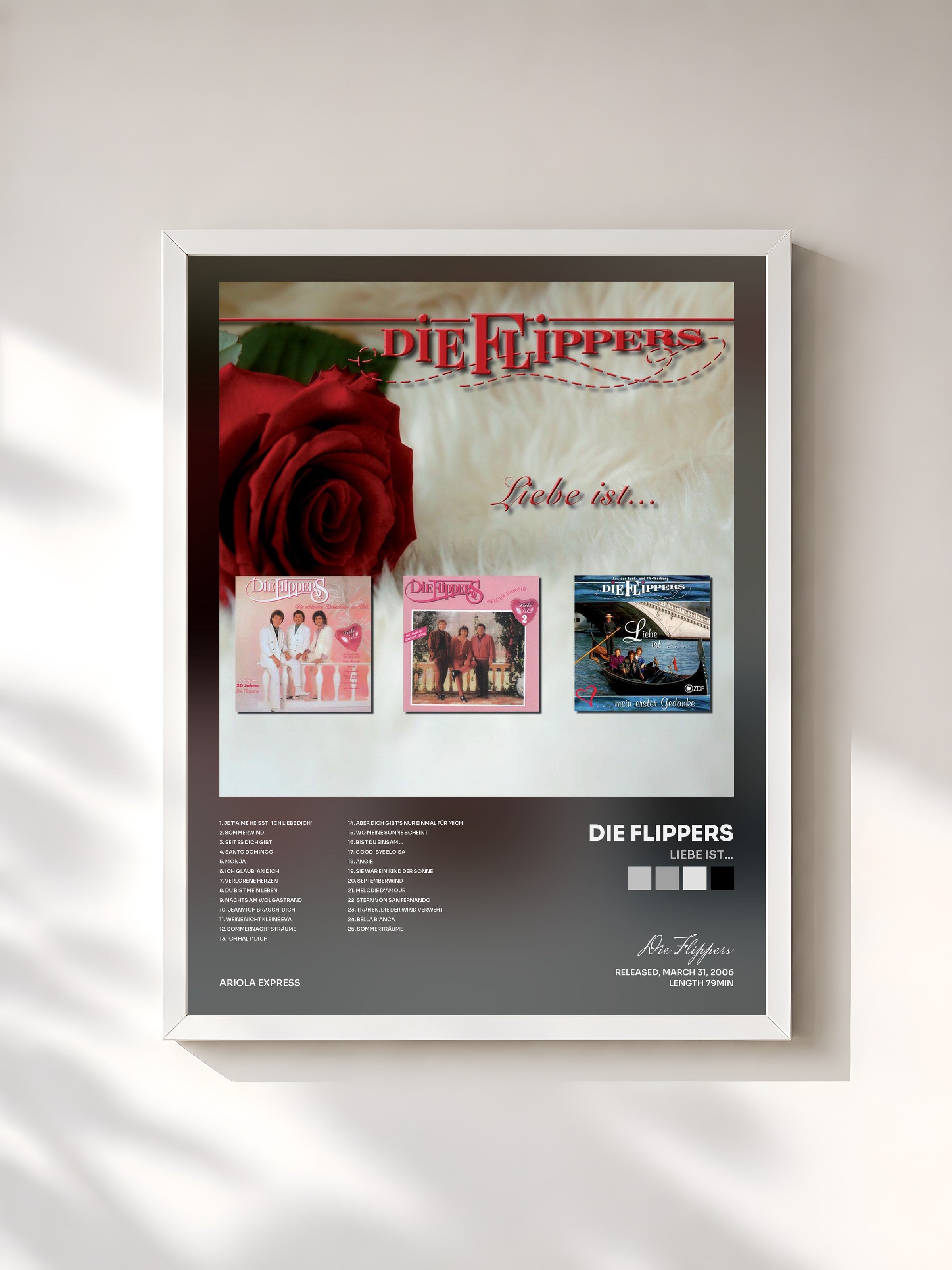 #blanc Tableau de l'album Liebe ist... de Die Flippers, cadre blanc, imprimé et encadré en France