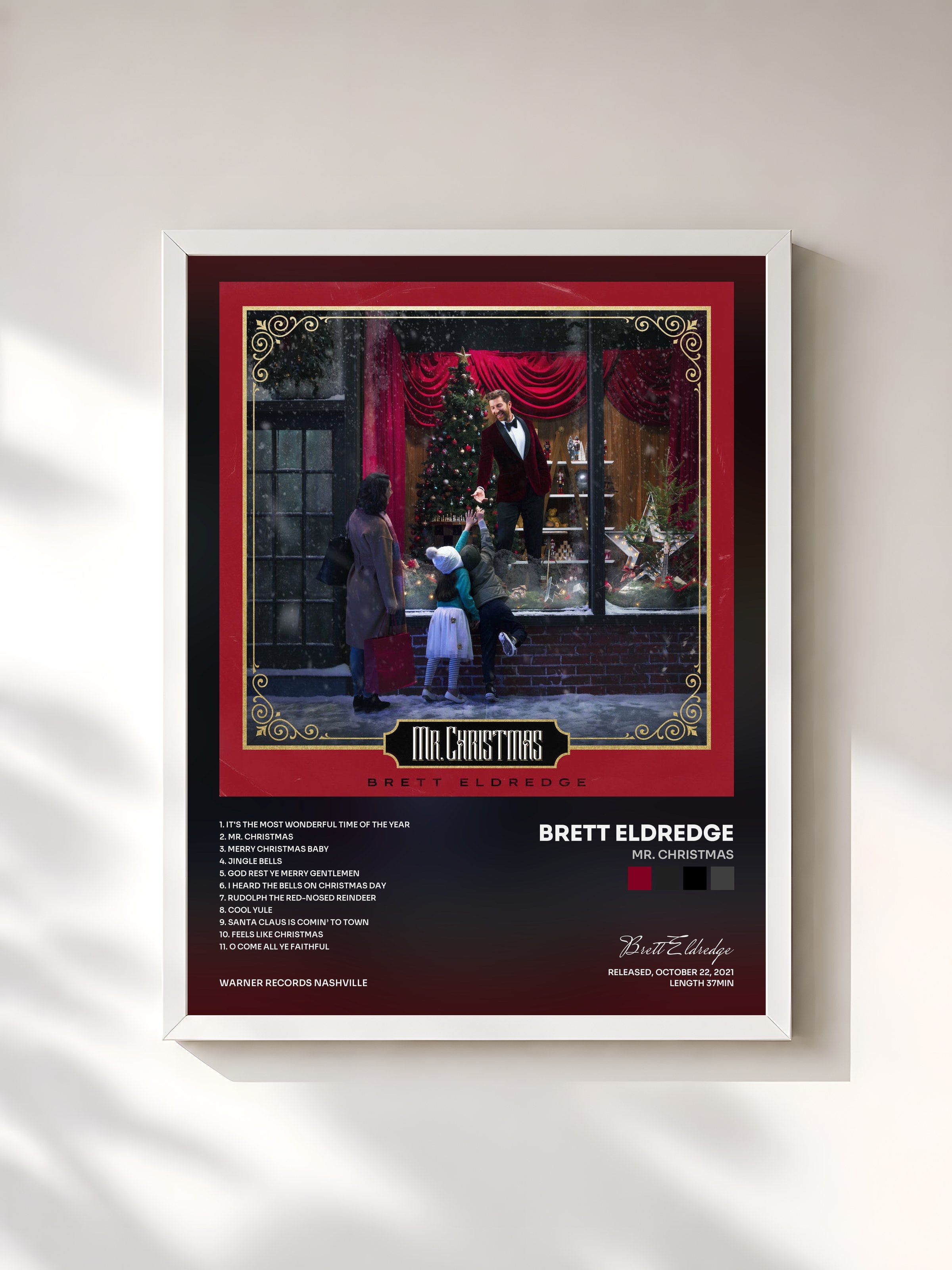 #blanc Tableau de l'album Mr. Christmas de Brett Eldredge, cadre blanc, imprimé et encadré en France