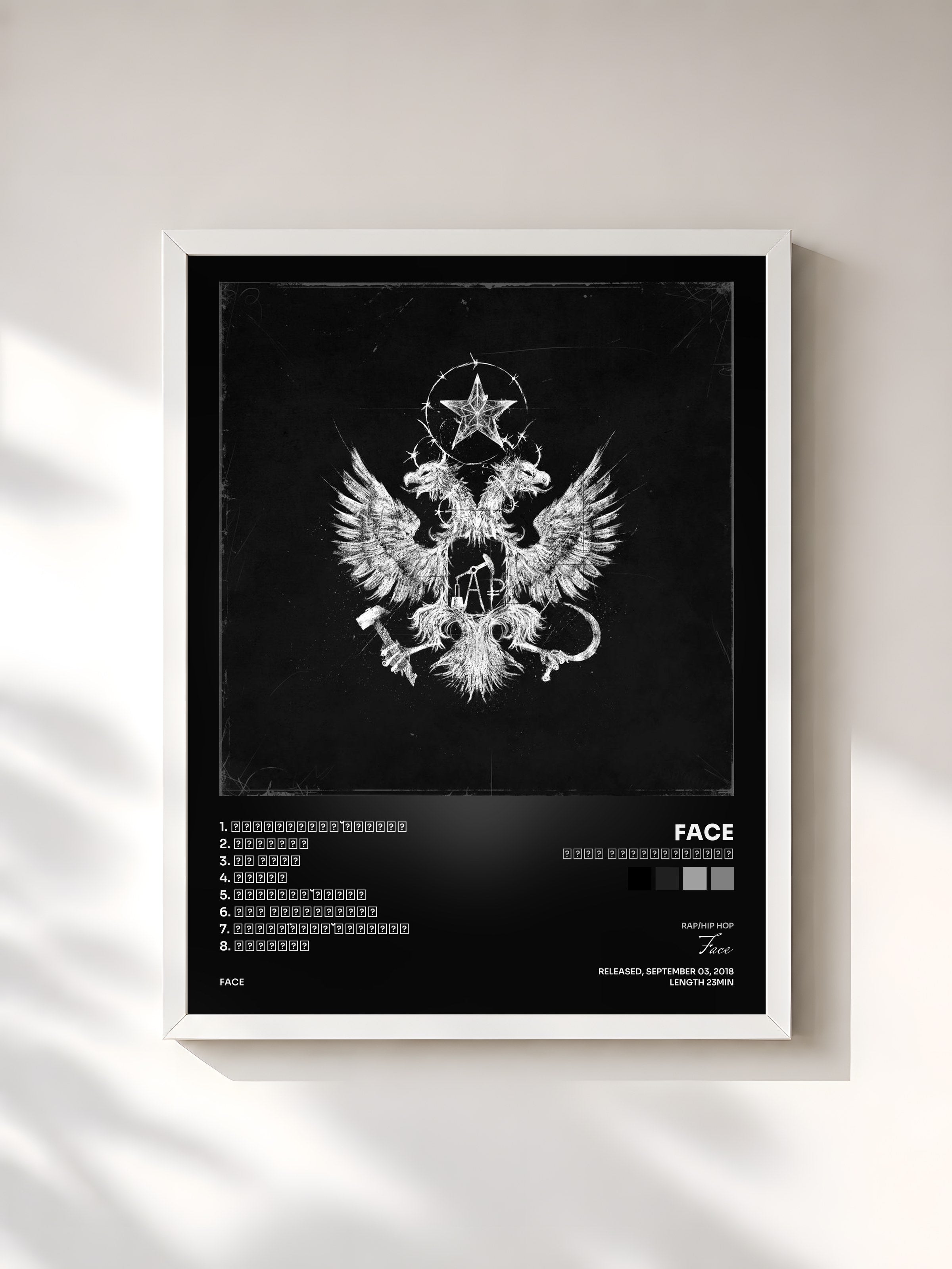 #blanc Tableau de l'album ПУТИ НЕИСПОВЕДИМЫ de Face, cadre blanc, imprimé et encadré en France