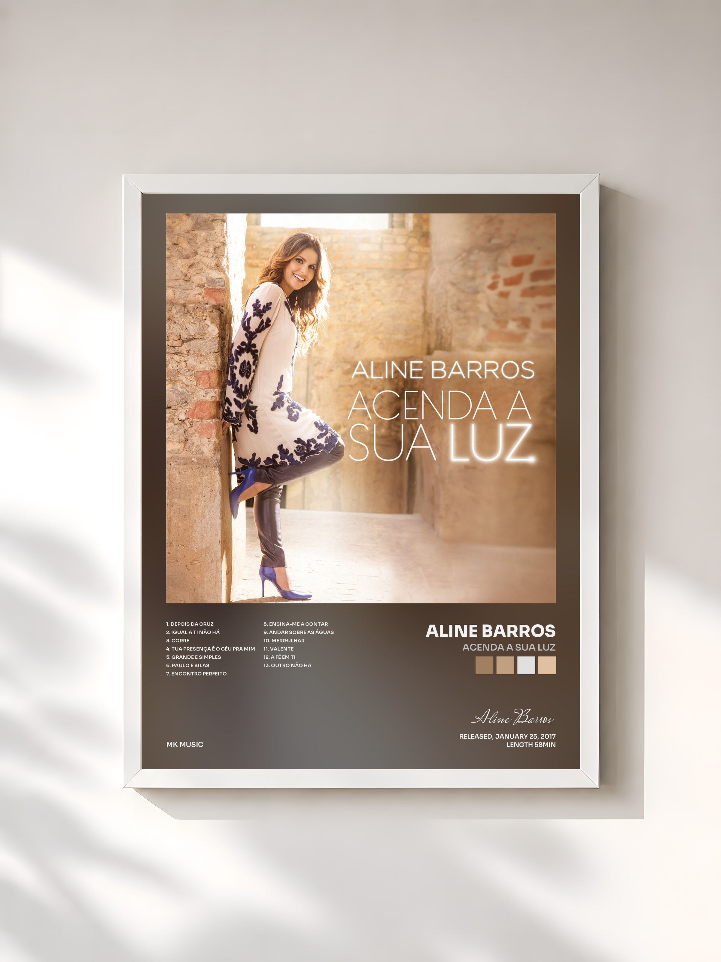 #blanc Tableau de l'album Acenda a Sua Luz de Aline Barros, cadre blanc, imprimé et encadré en France