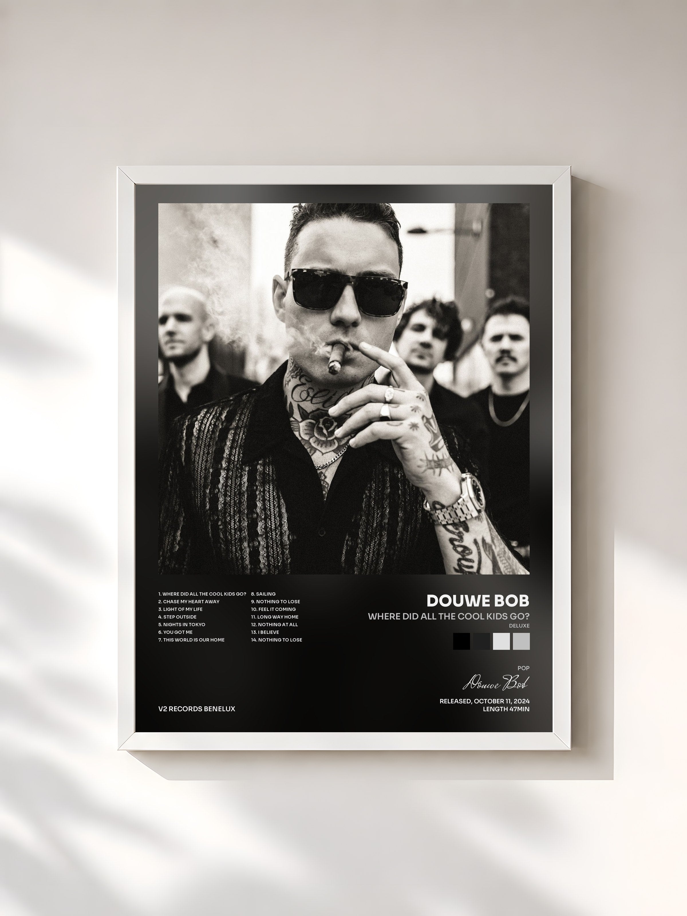 #blanc Tableau de l'album Where Did All The Cool Kids Go? (Deluxe) de Douwe Bob, cadre blanc, imprimé et encadré en France