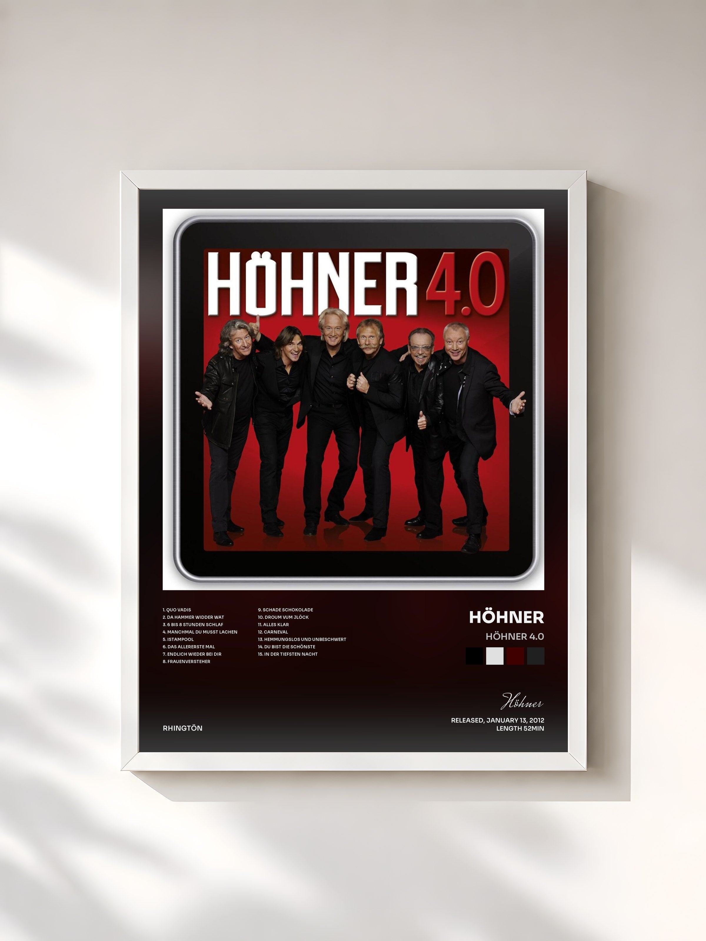 #blanc Tableau de l'album Höhner 4.0 de Höhner, cadre blanc, imprimé et encadré en France