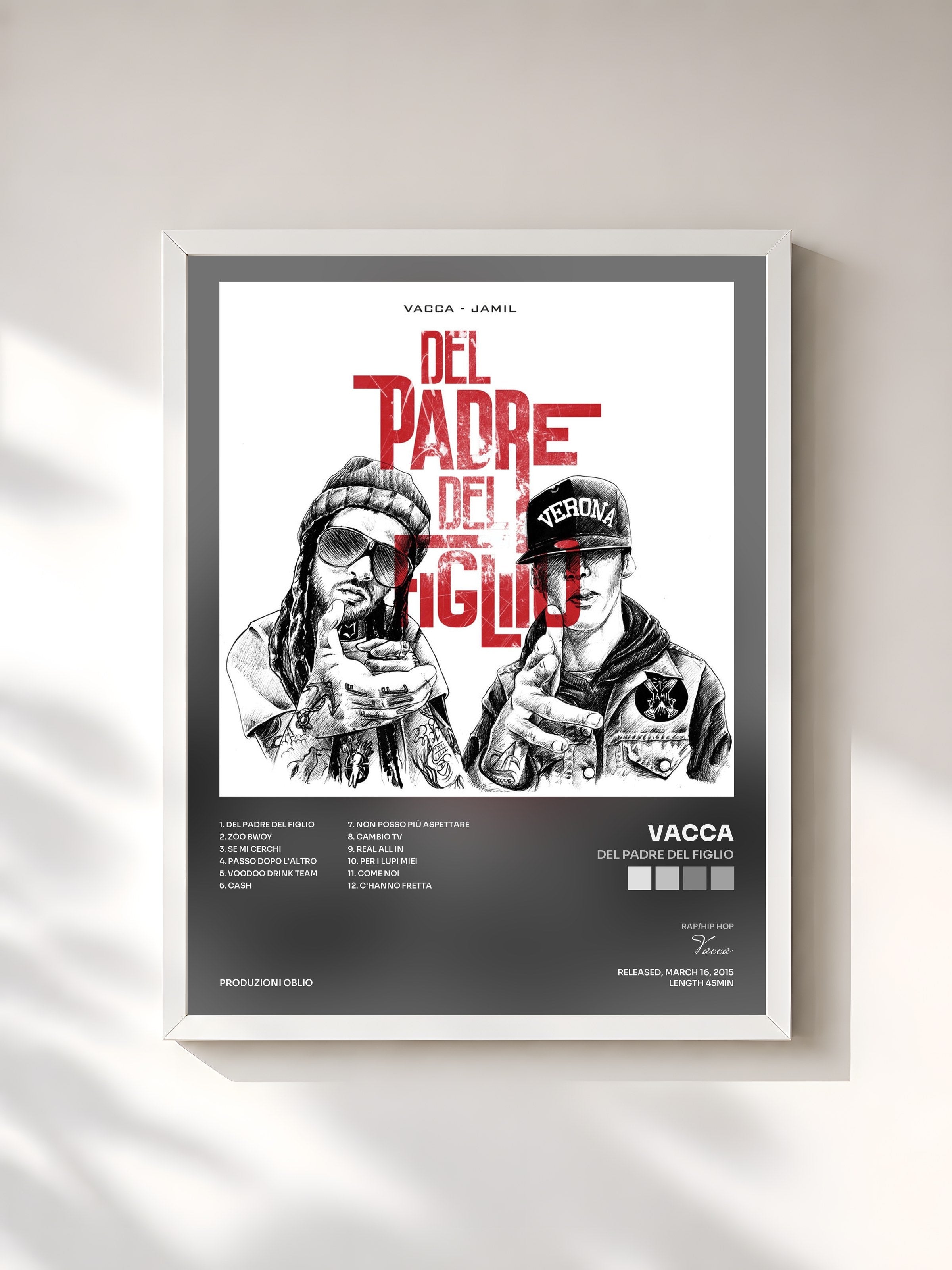 #blanc Tableau de l'album Del Padre Del Figlio de Vacca, cadre blanc, imprimé et encadré en France