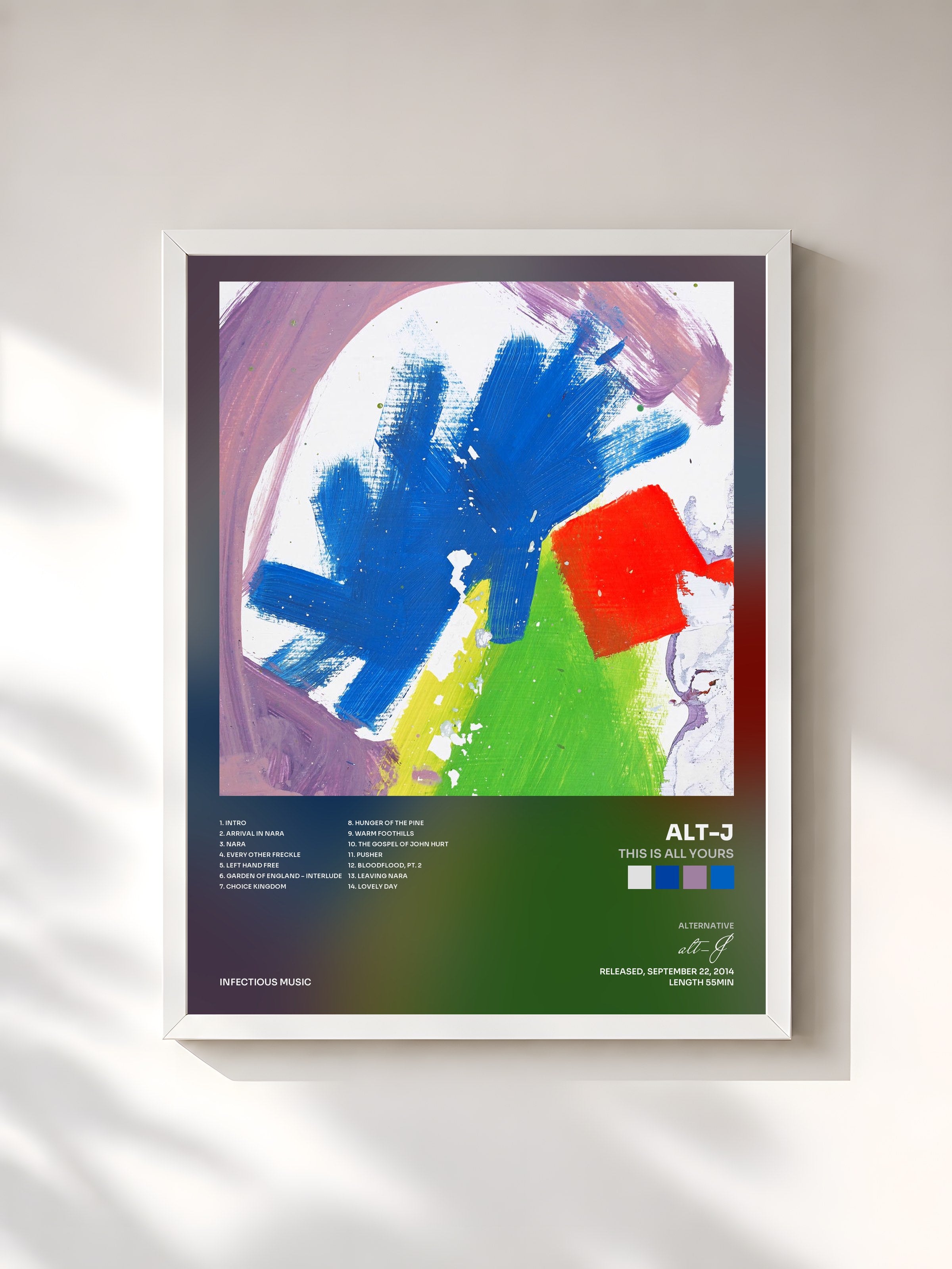 #blanc Tableau de l'album This Is All Yours de alt-J, cadre blanc, imprimé et encadré en France