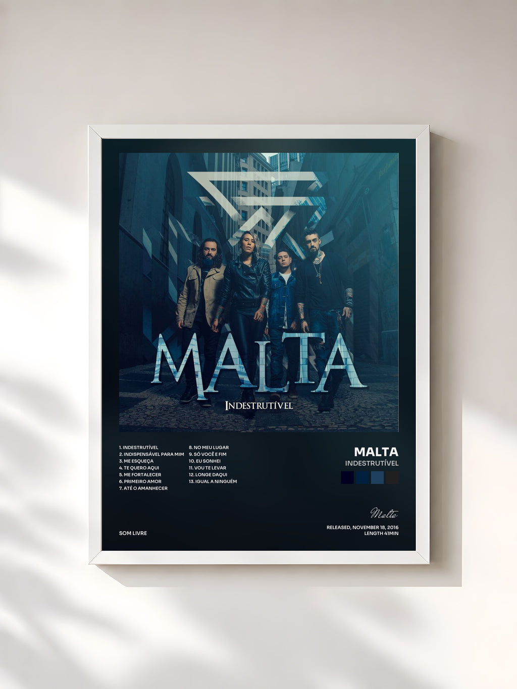 #blanc Tableau de l'album Indestrutível de Malta, cadre blanc, imprimé et encadré en France