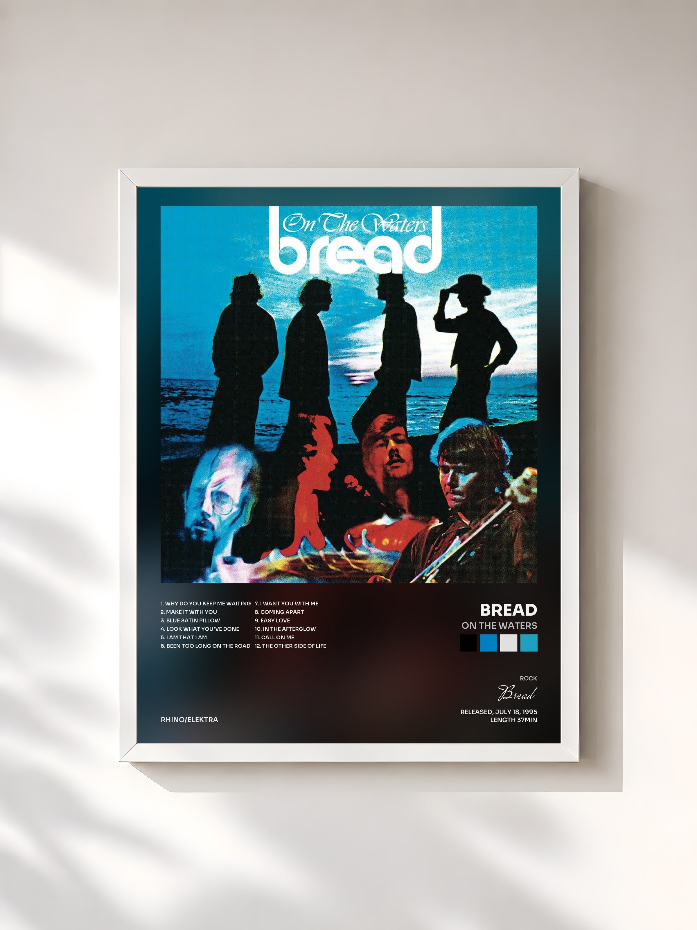 #blanc Tableau de l'album On the Waters de Bread, cadre blanc, imprimé et encadré en France