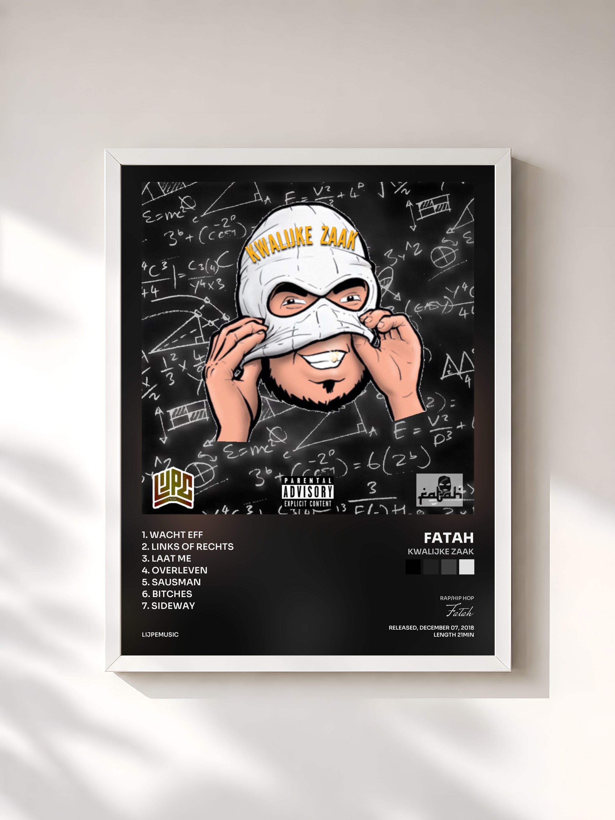 #blanc Tableau de l'album Kwalijke Zaak de Fatah, cadre blanc, imprimé et encadré en France