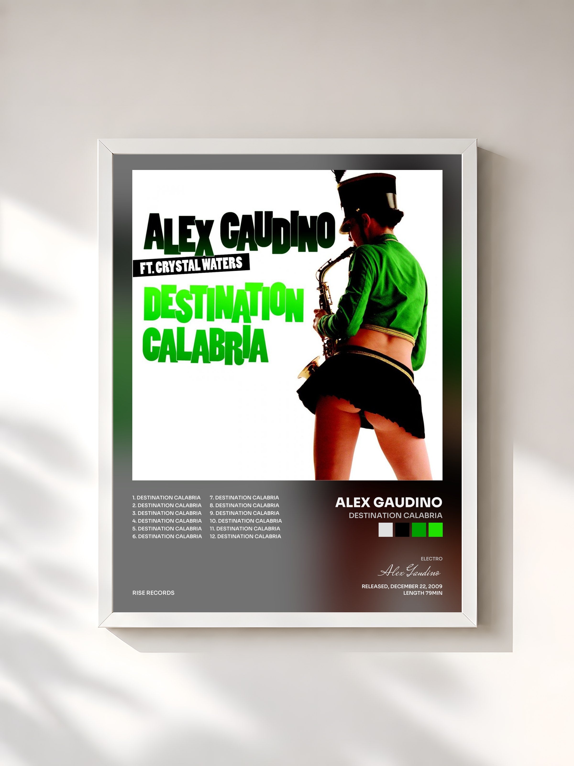 #blanc Tableau de l'album Destination Calabria de Alex Gaudino, cadre blanc, imprimé et encadré en France