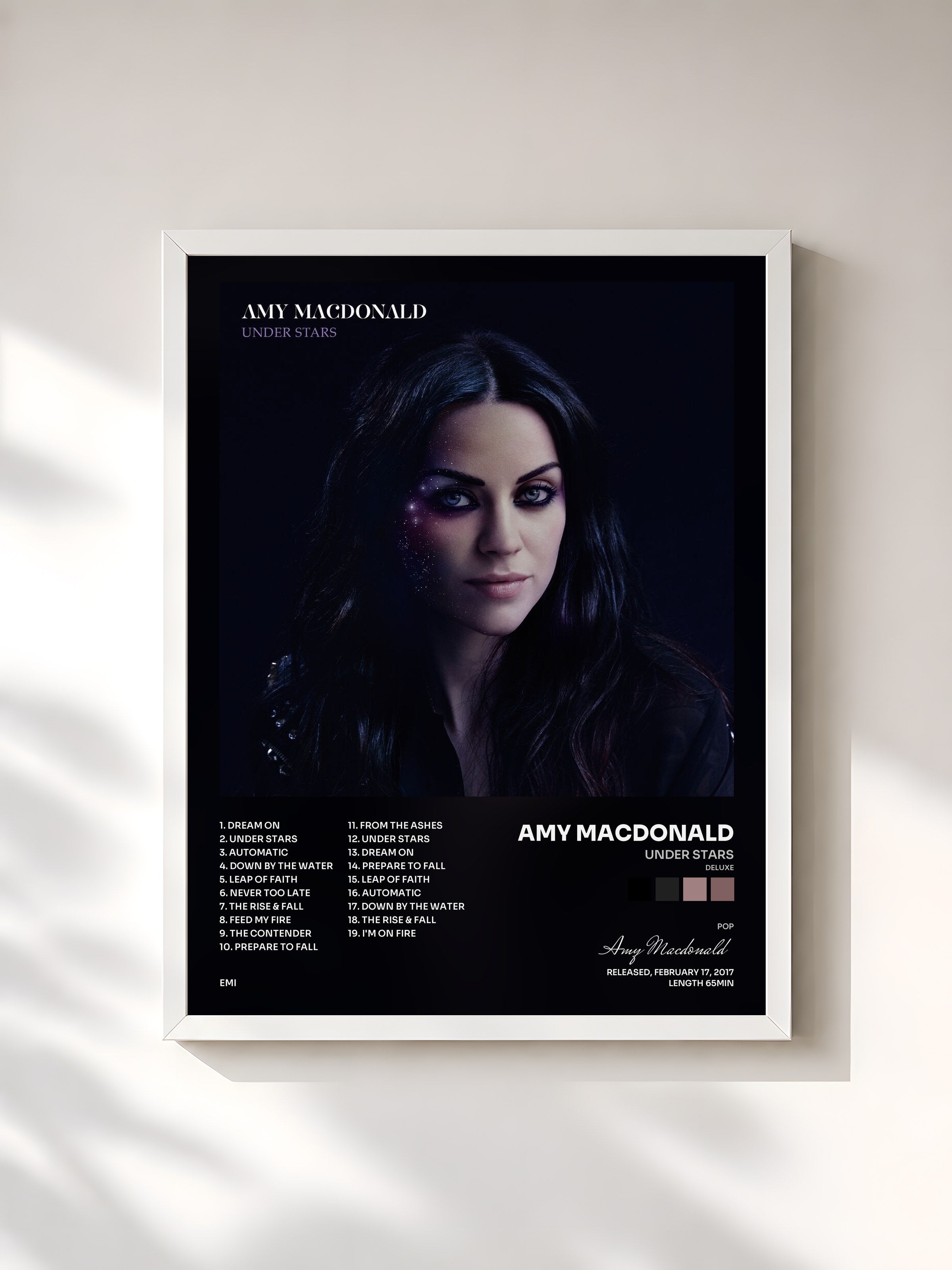 #blanc Tableau de l'album Under Stars (Deluxe) de Amy Macdonald, cadre blanc, imprimé et encadré en France