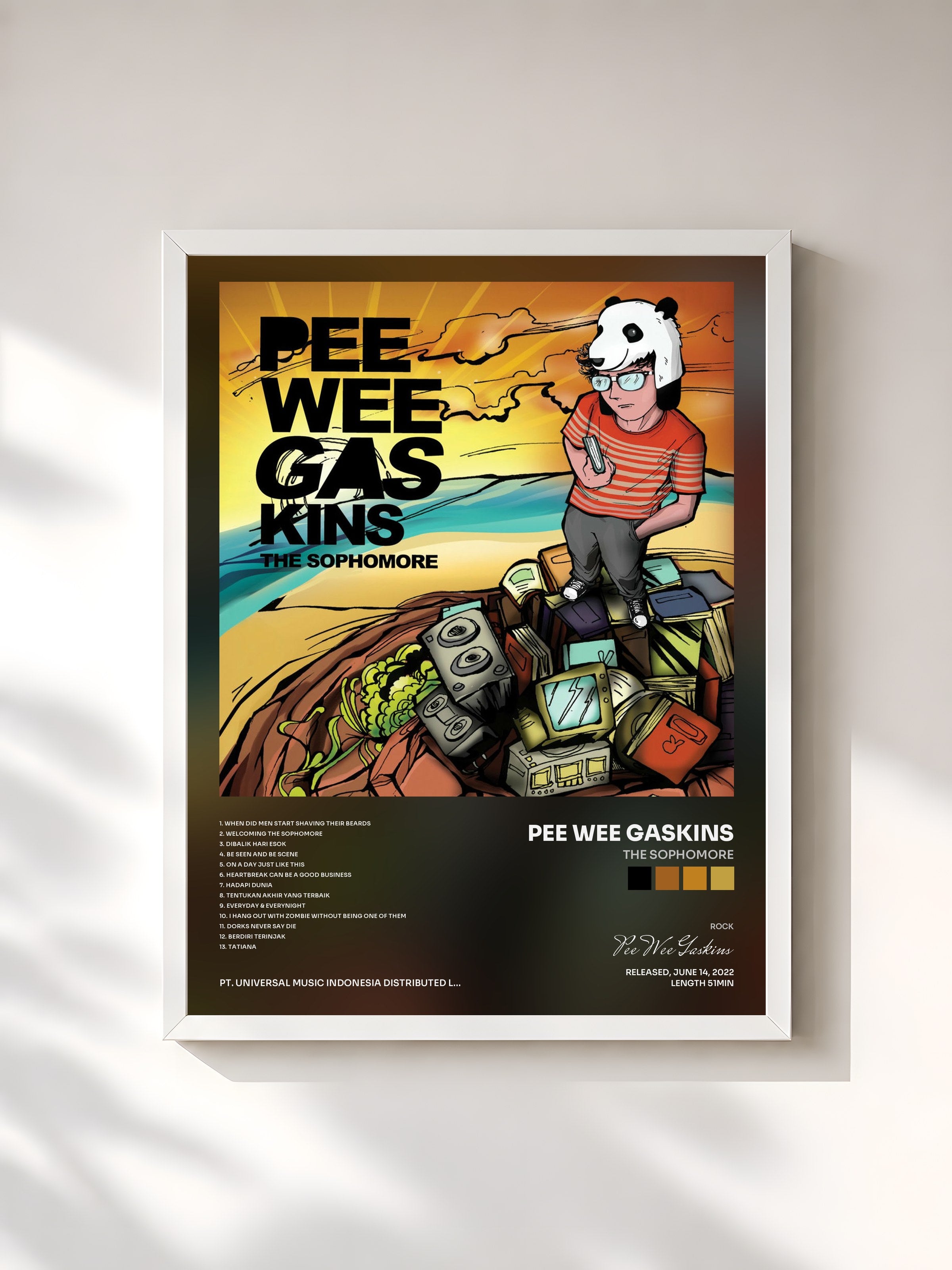 #blanc Tableau de l'album The Sophomore de Pee Wee Gaskins, cadre blanc, imprimé et encadré en France