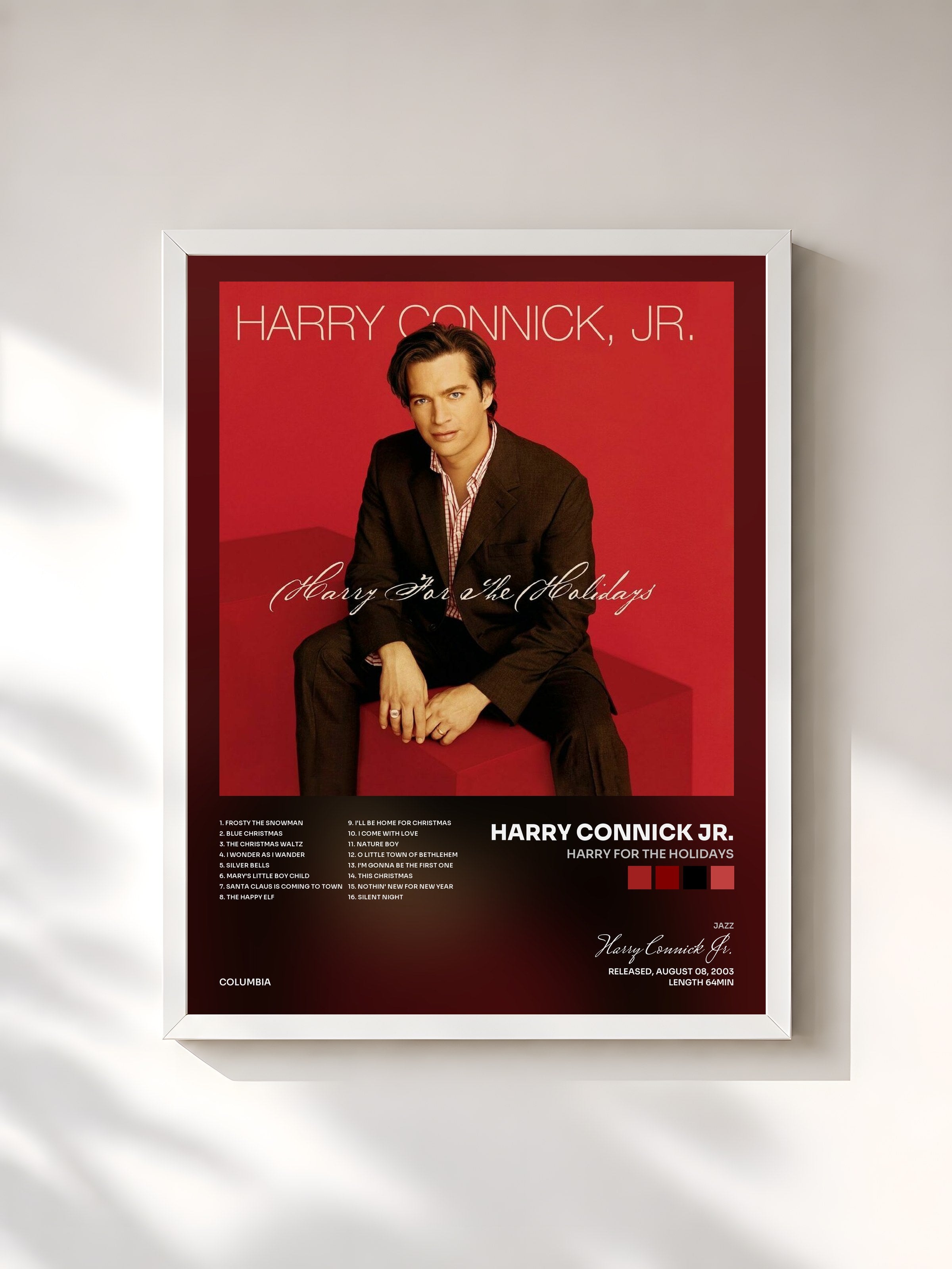 #blanc Tableau de l'album Harry For The Holidays de Harry Connick Jr., cadre blanc, imprimé et encadré en France