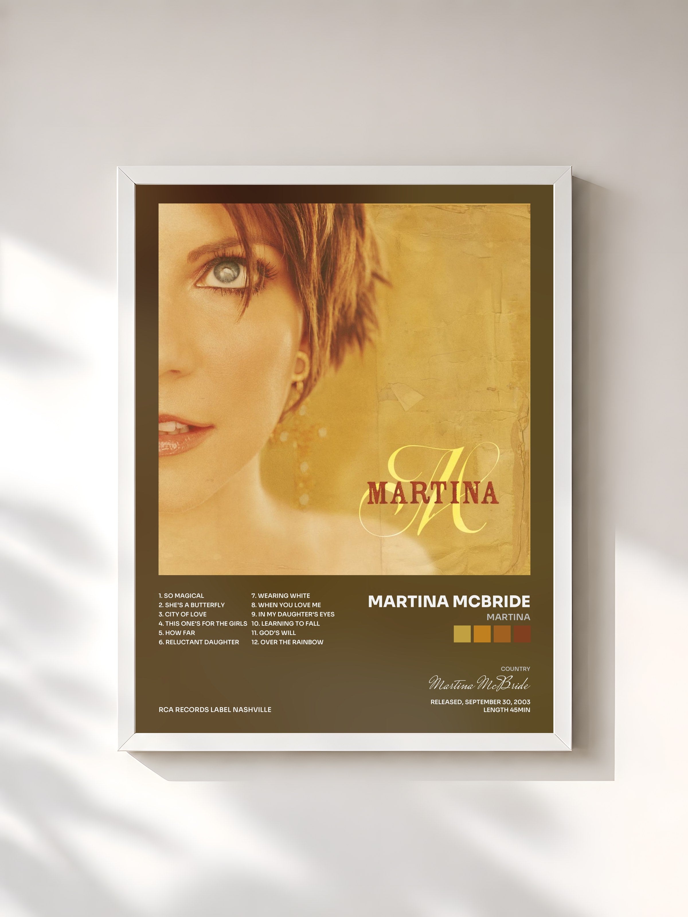 #blanc Tableau de l'album Martina de Martina McBride, cadre blanc, imprimé et encadré en France