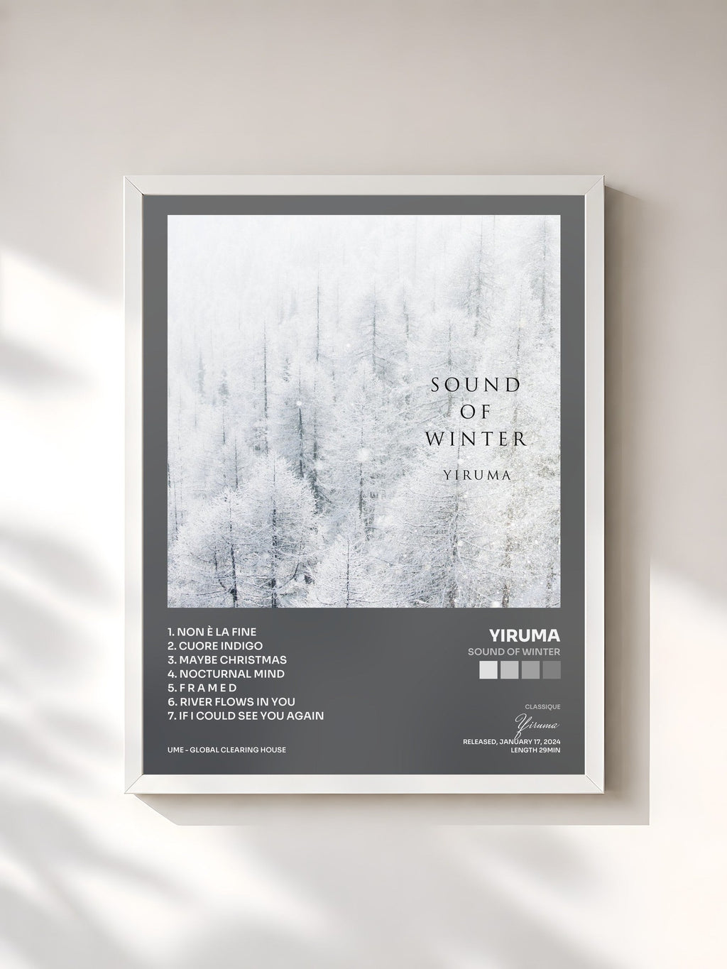 #blanc Sound Of Winter von Yiruma als gerahmter Kunstdruck, weißer Rahmen, gedruckt und gerahmt in Frankreich