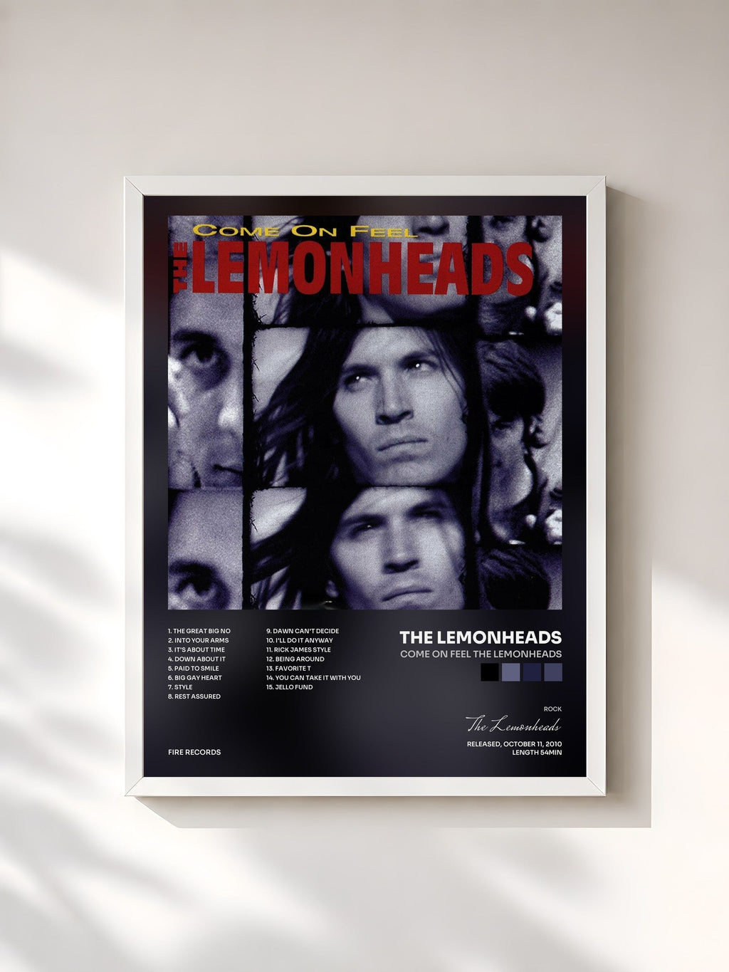 #blanc Come on Feel The Lemonheads de The Lemonheads en lámina enmarcada, marco blanco, impresa y enmarcada en Francia