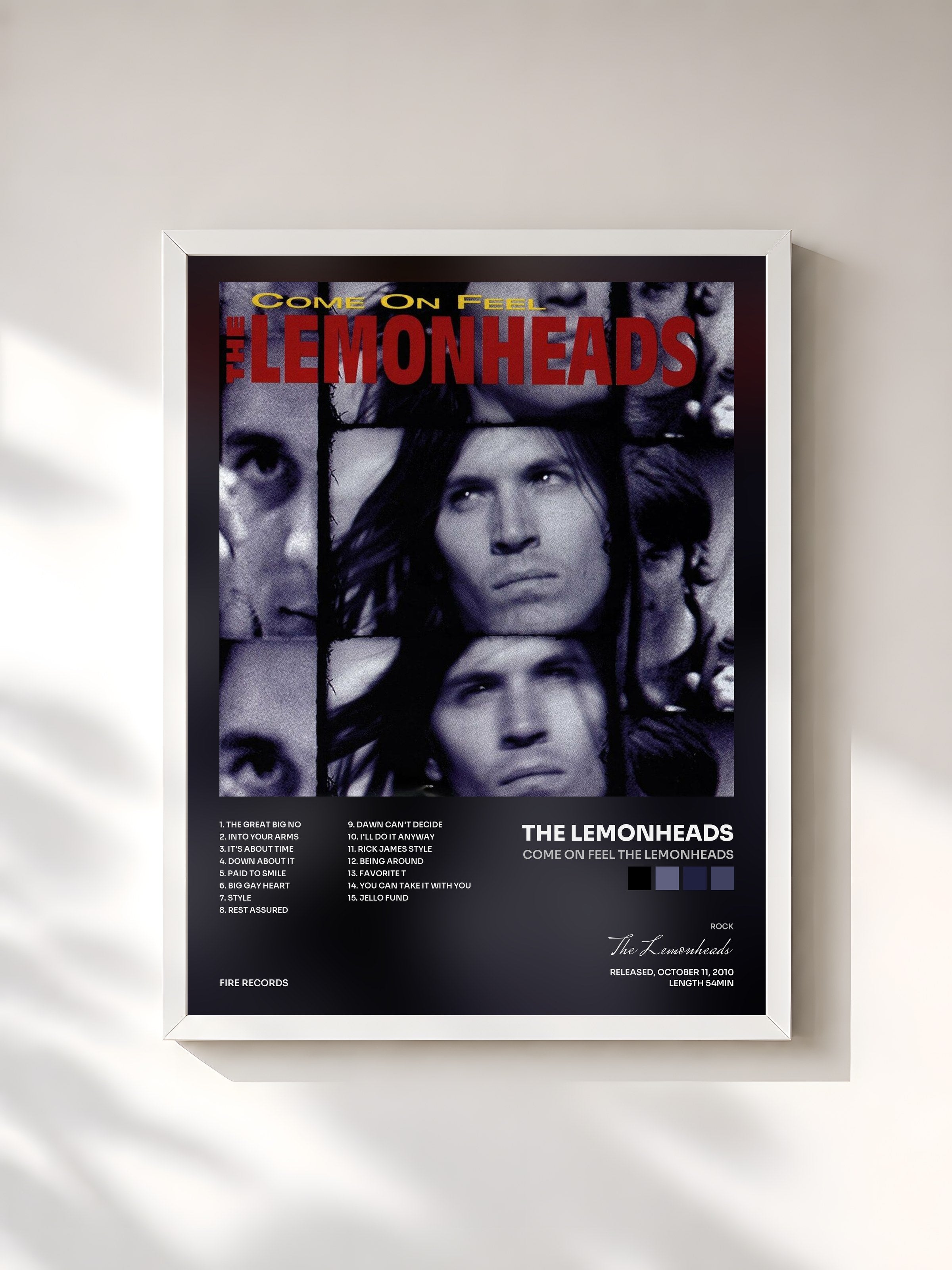 #blanc Tableau de l'album Come on Feel The Lemonheads de The Lemonheads, cadre blanc, imprimé et encadré en France