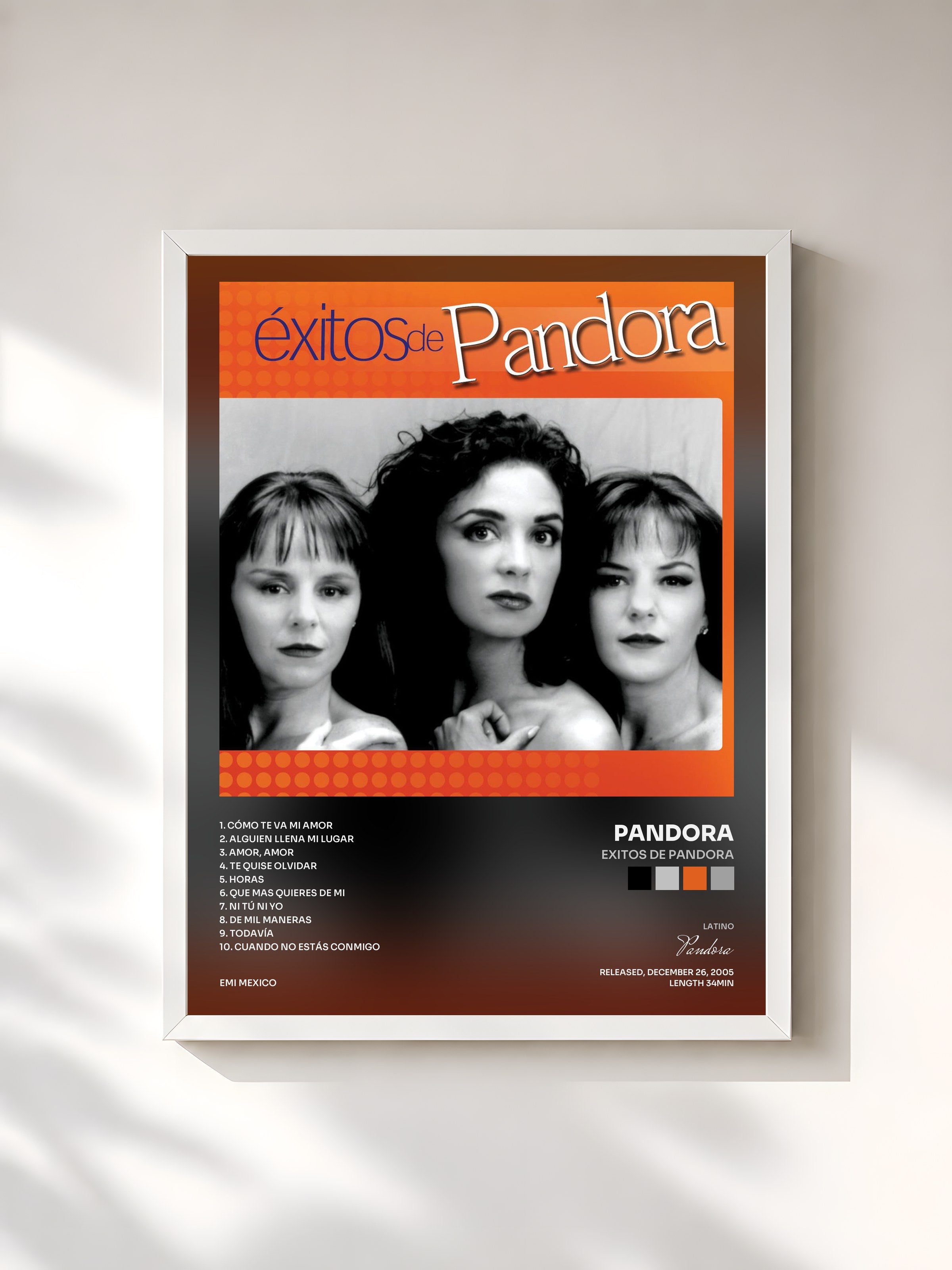 #blanc Tableau de l'album Exitos De Pandora de Pandora, cadre blanc, imprimé et encadré en France