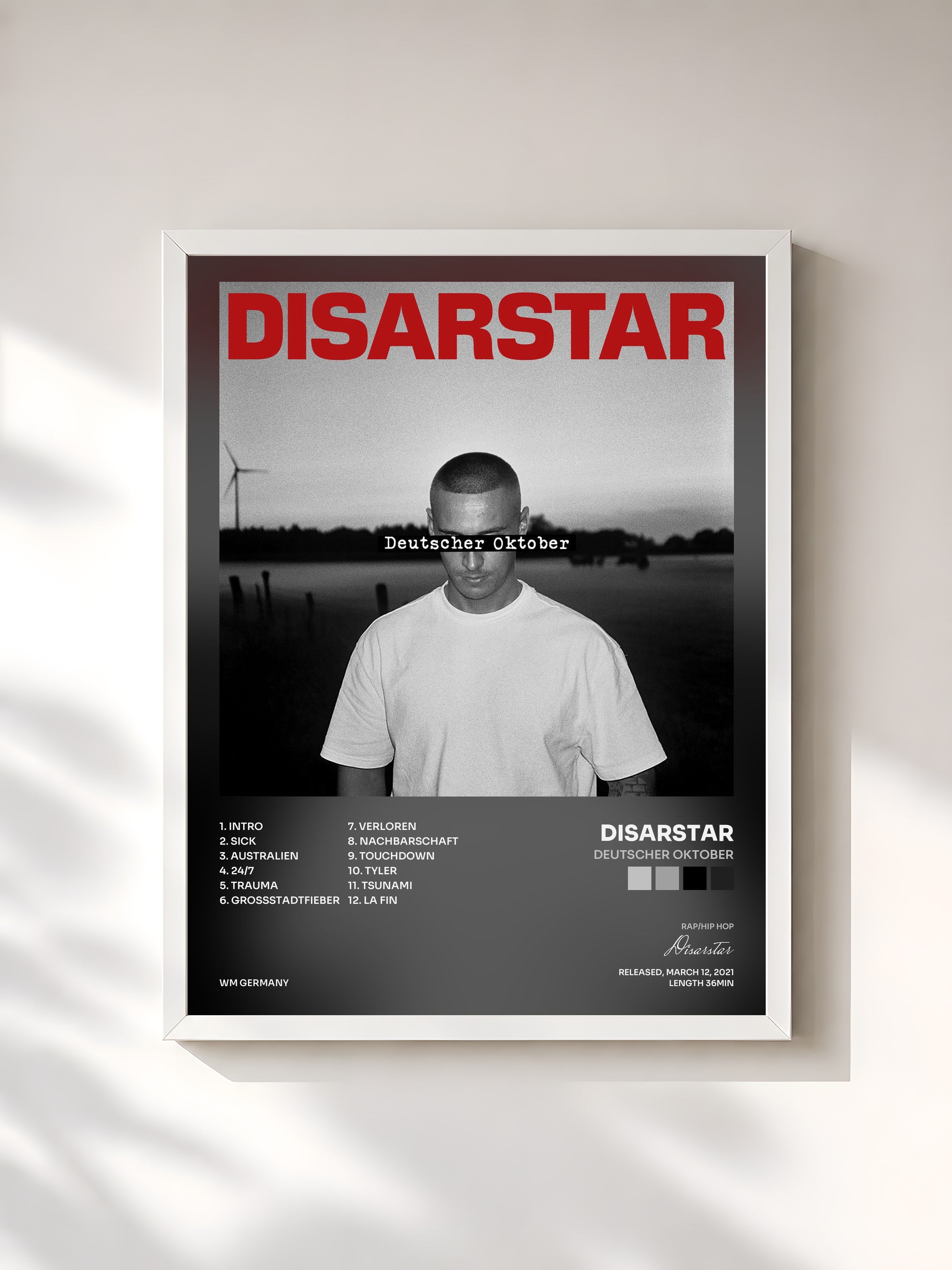 #blanc Tableau de l'album Deutscher Oktober de Disarstar, cadre blanc, imprimé et encadré en France