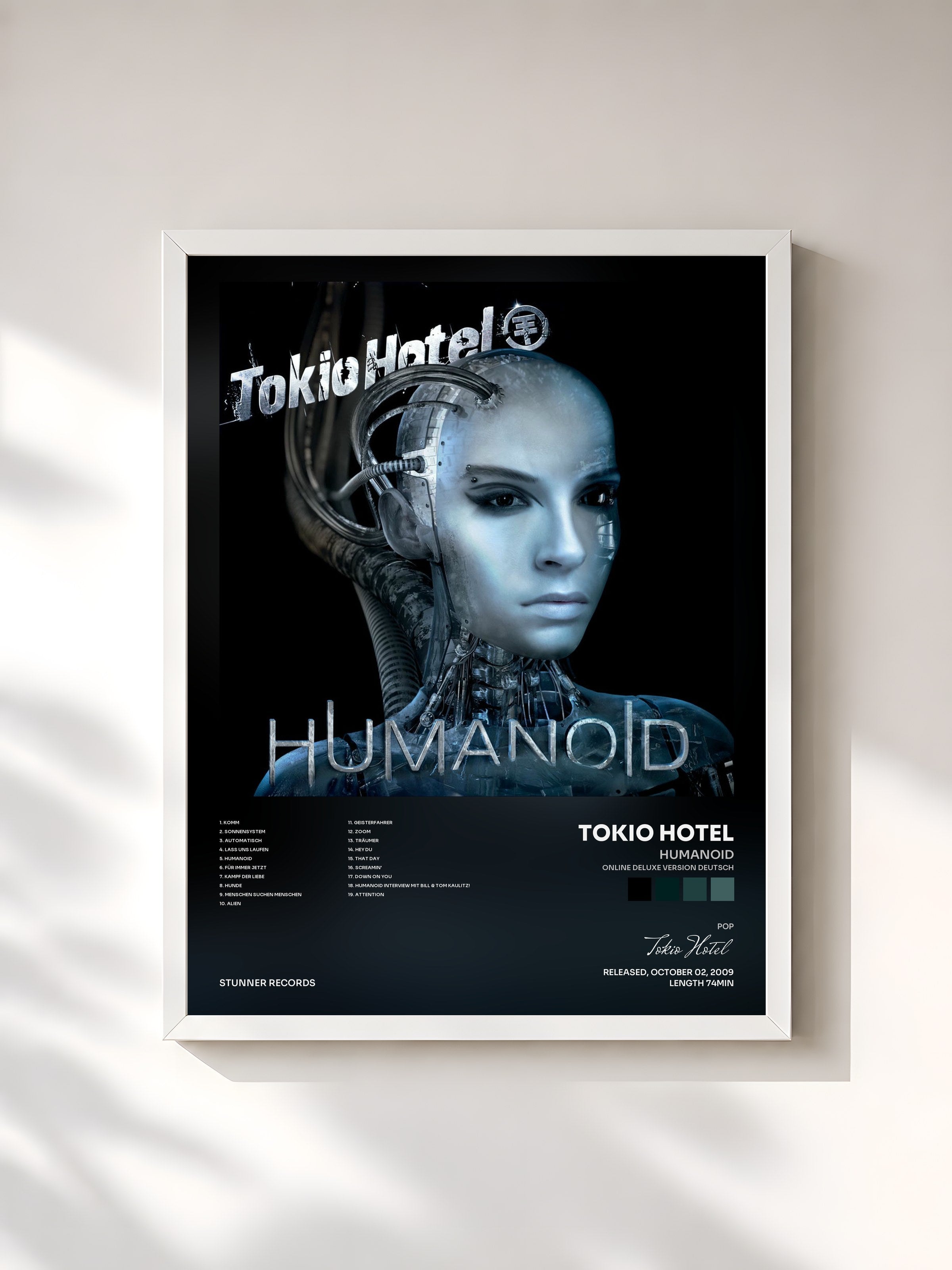 #blanc Tableau de l'album Humanoid (Online Deluxe Version Deutsch) de Tokio Hotel, cadre blanc, imprimé et encadré en France