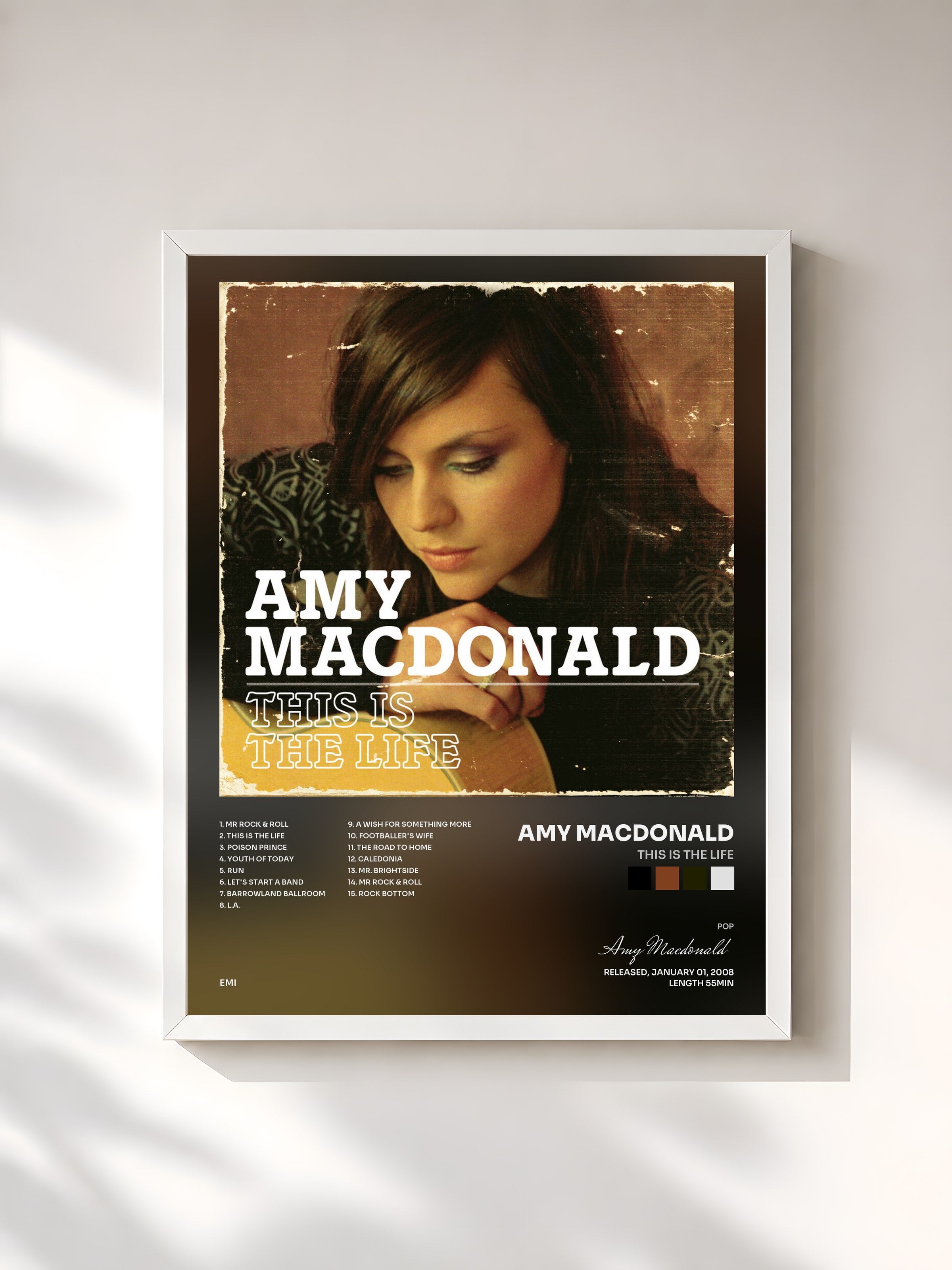 #blanc Tableau de l'album This Is The Life de Amy Macdonald, cadre blanc, imprimé et encadré en France