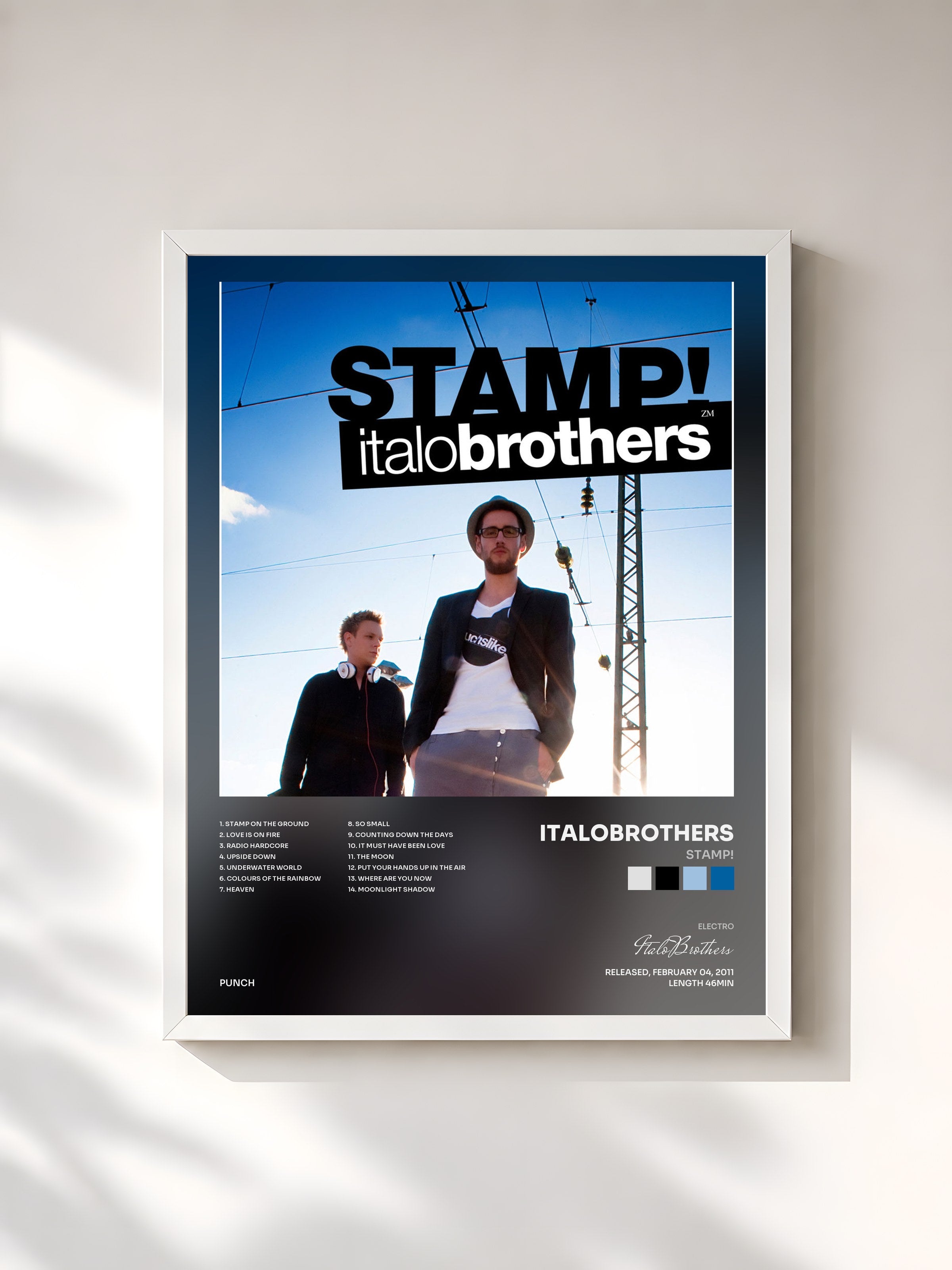 #blanc Tableau de l'album Stamp! de ItaloBrothers, cadre blanc, imprimé et encadré en France