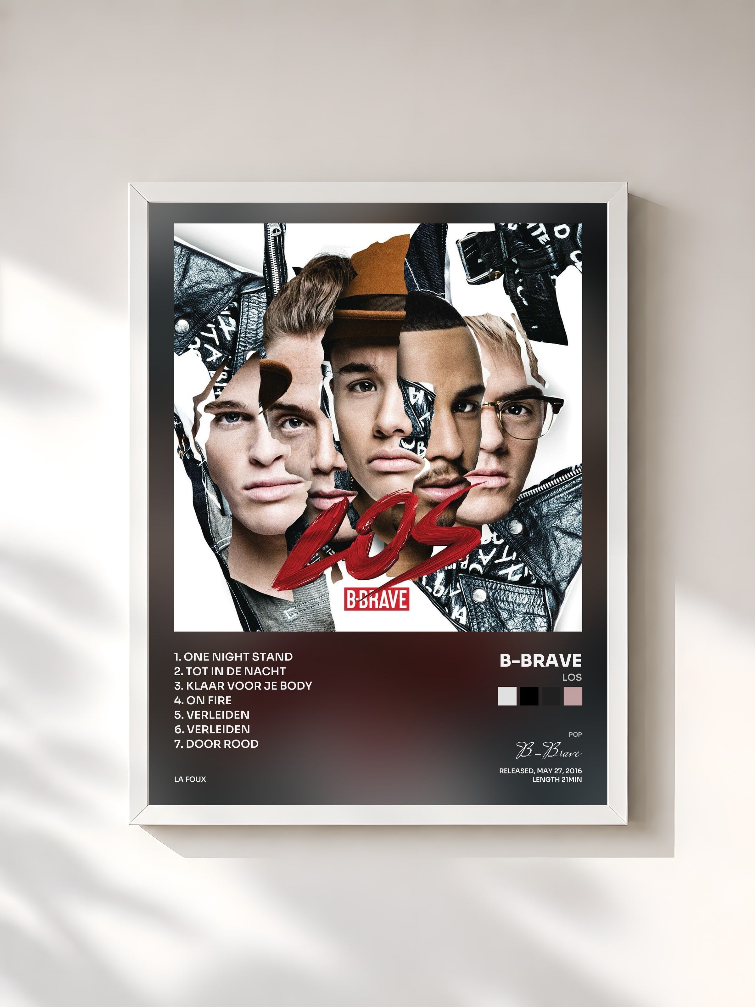 #blanc Tableau de l'album LOS de B-Brave, cadre blanc, imprimé et encadré en France