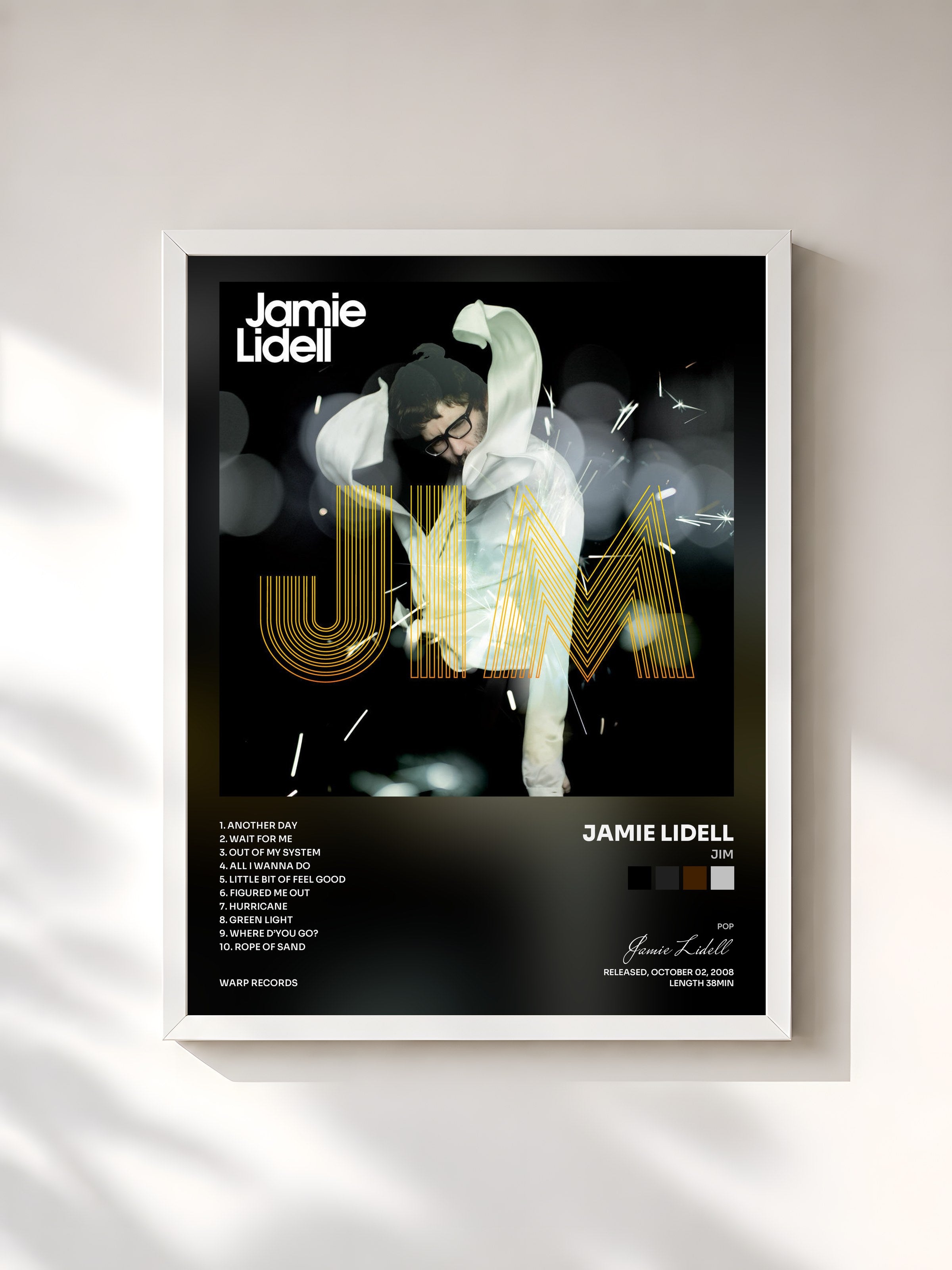 #blanc Tableau de l'album Jim de Jamie Lidell, cadre blanc, imprimé et encadré en France