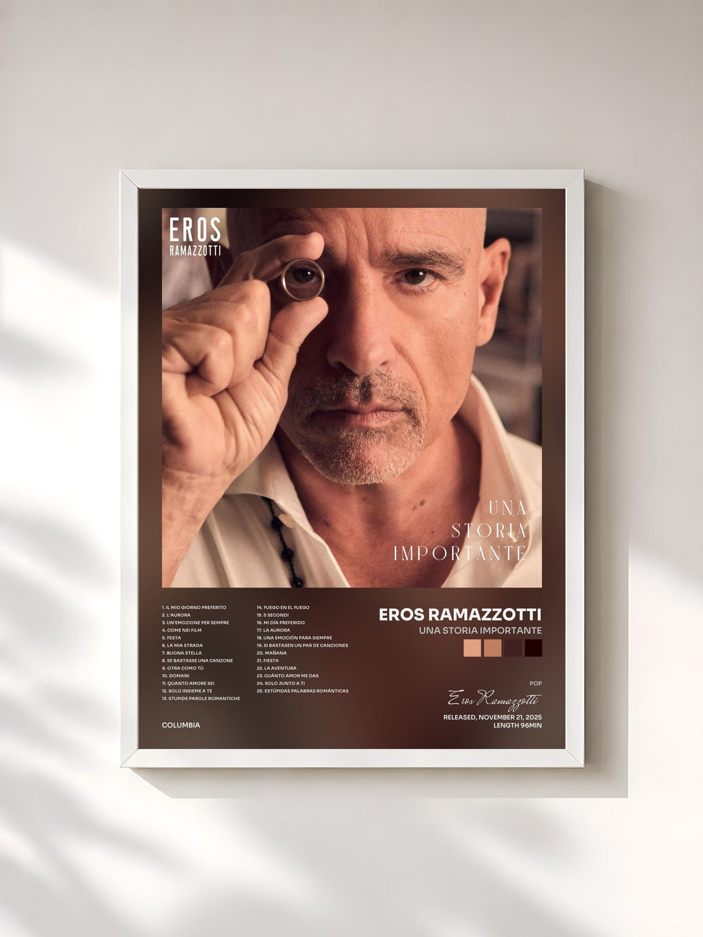 #blanc UNA STORIA IMPORTANTE von Eros Ramazzotti als gerahmter Kunstdruck, weißer Rahmen, gedruckt und gerahmt in Frankreich