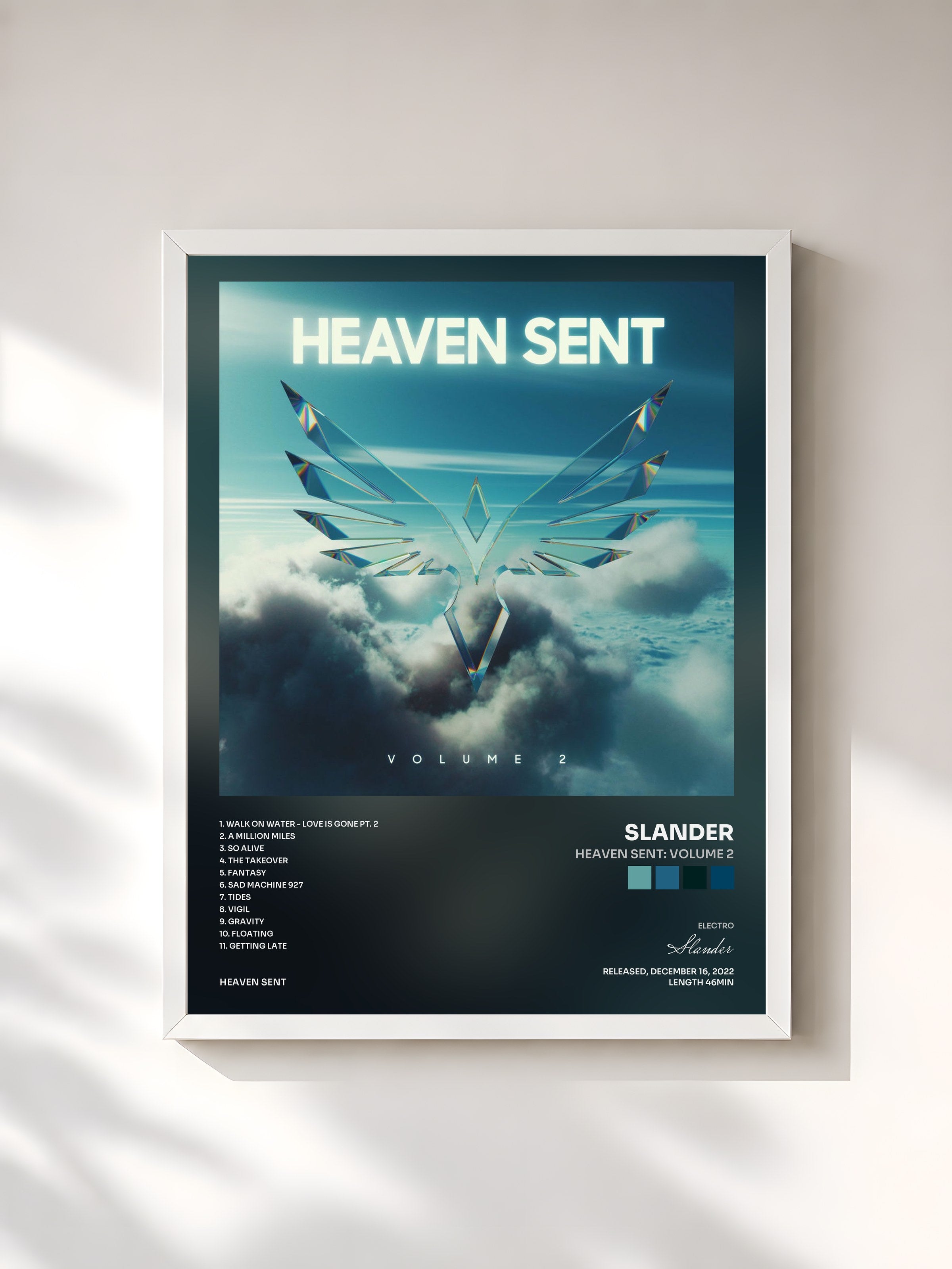 #blanc Tableau de l'album Heaven Sent: Volume 2 de Slander, cadre blanc, imprimé et encadré en France