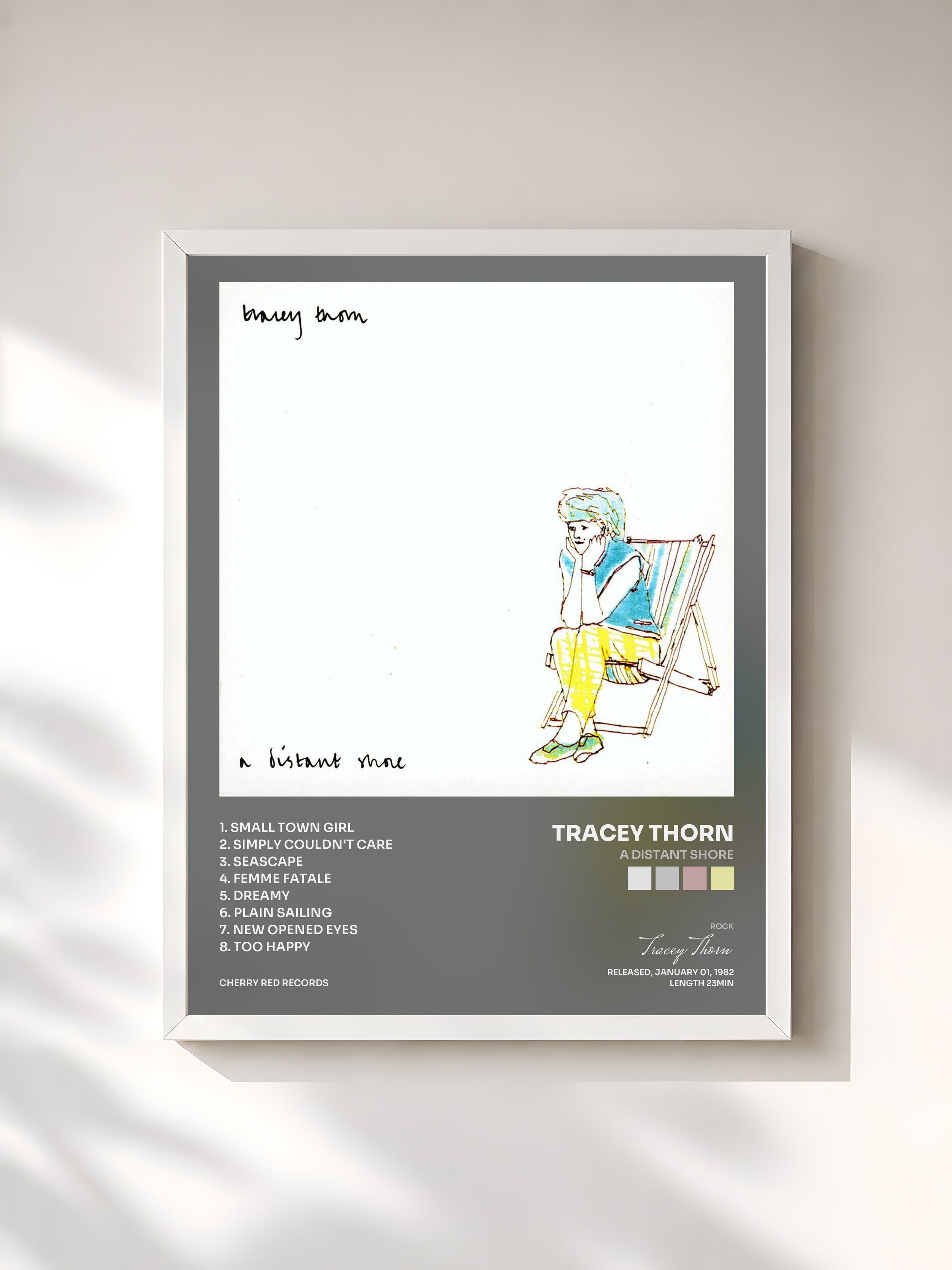 #blanc Tableau de l'album A Distant Shore de Tracey Thorn, cadre blanc, imprimé et encadré en France