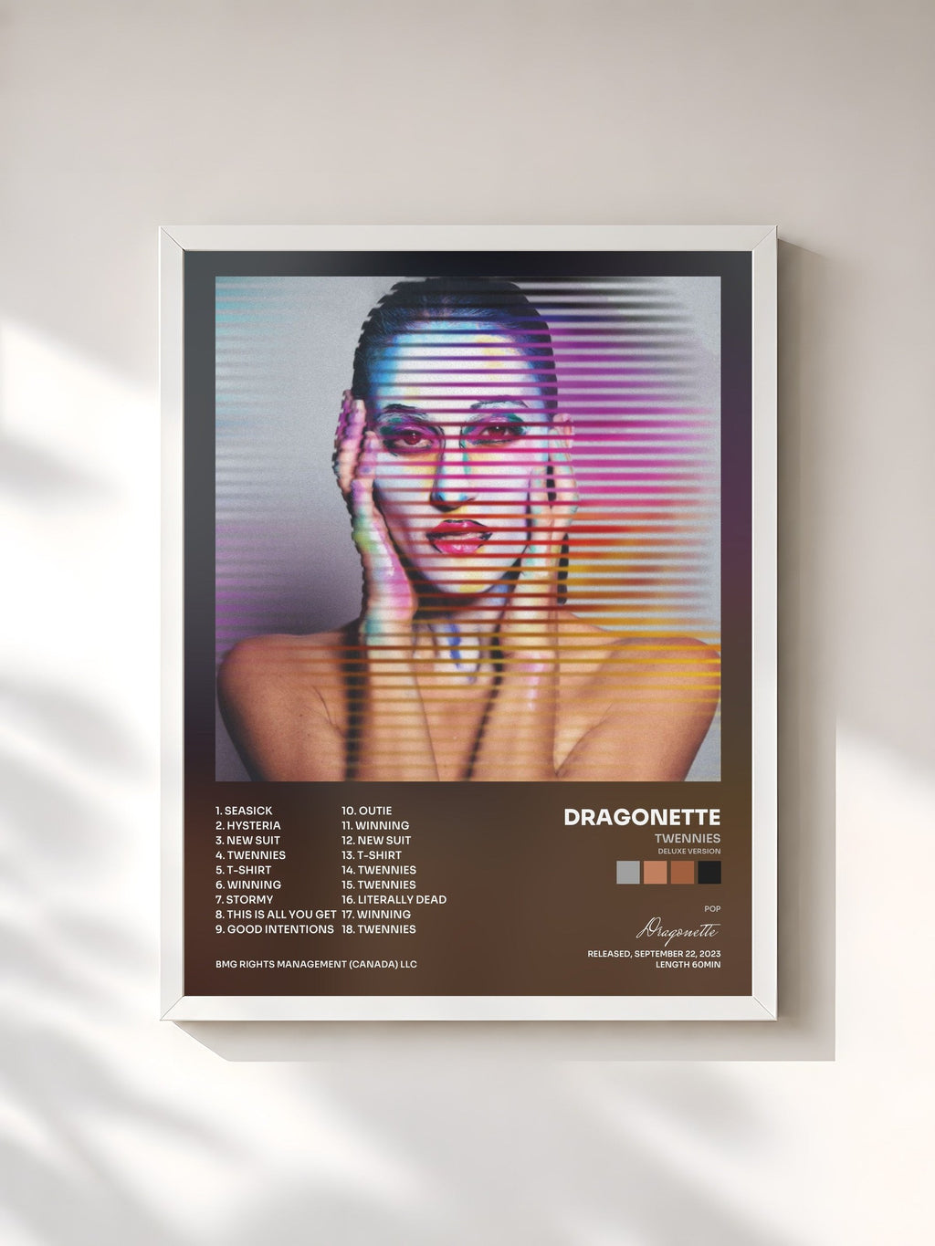 #blanc Twennies (Deluxe Version) by Dragonette as a framed art print, white frame, printed and framed in France