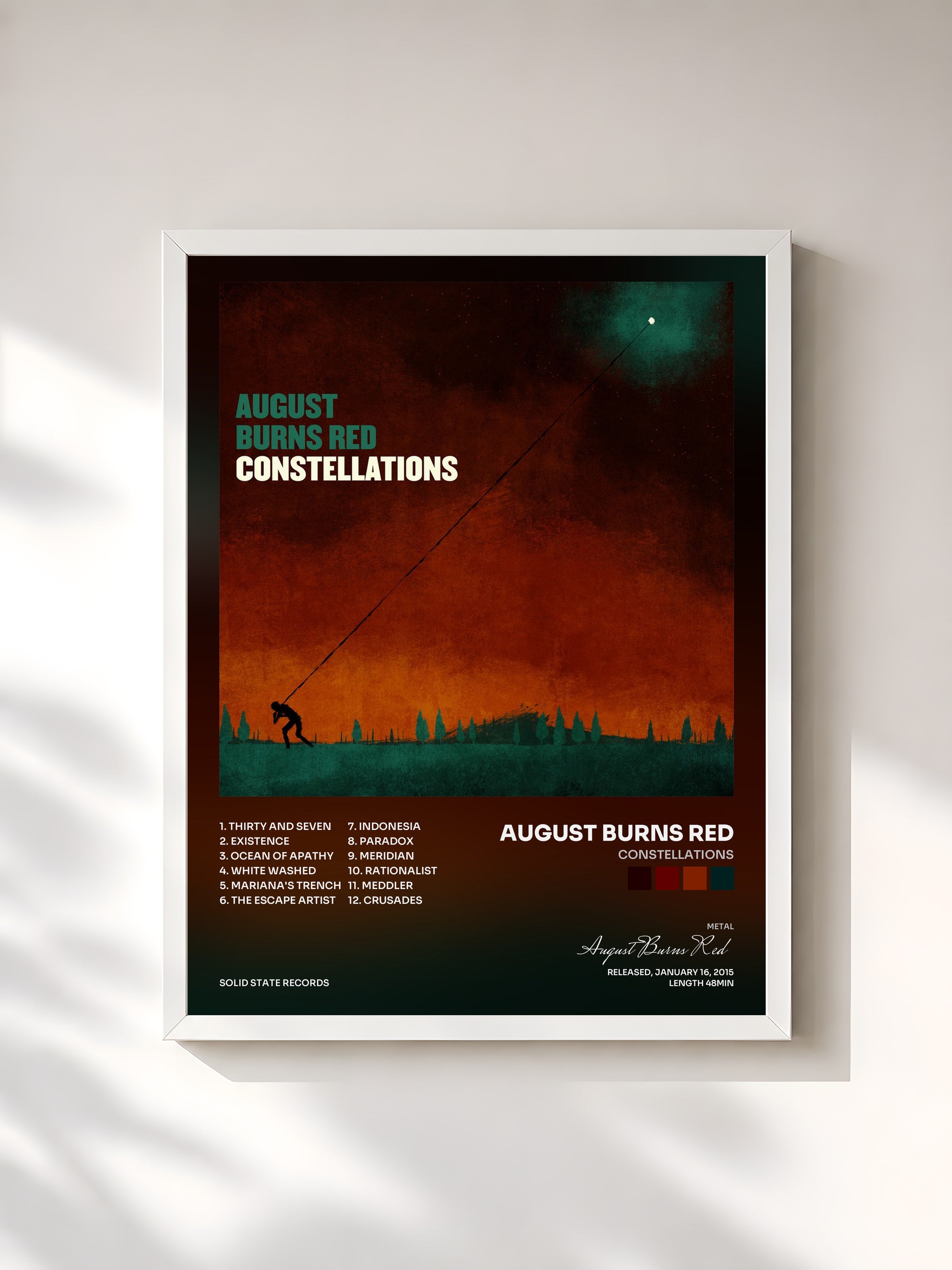 #blanc Tableau de l'album Constellations de August Burns Red, cadre blanc, imprimé et encadré en France