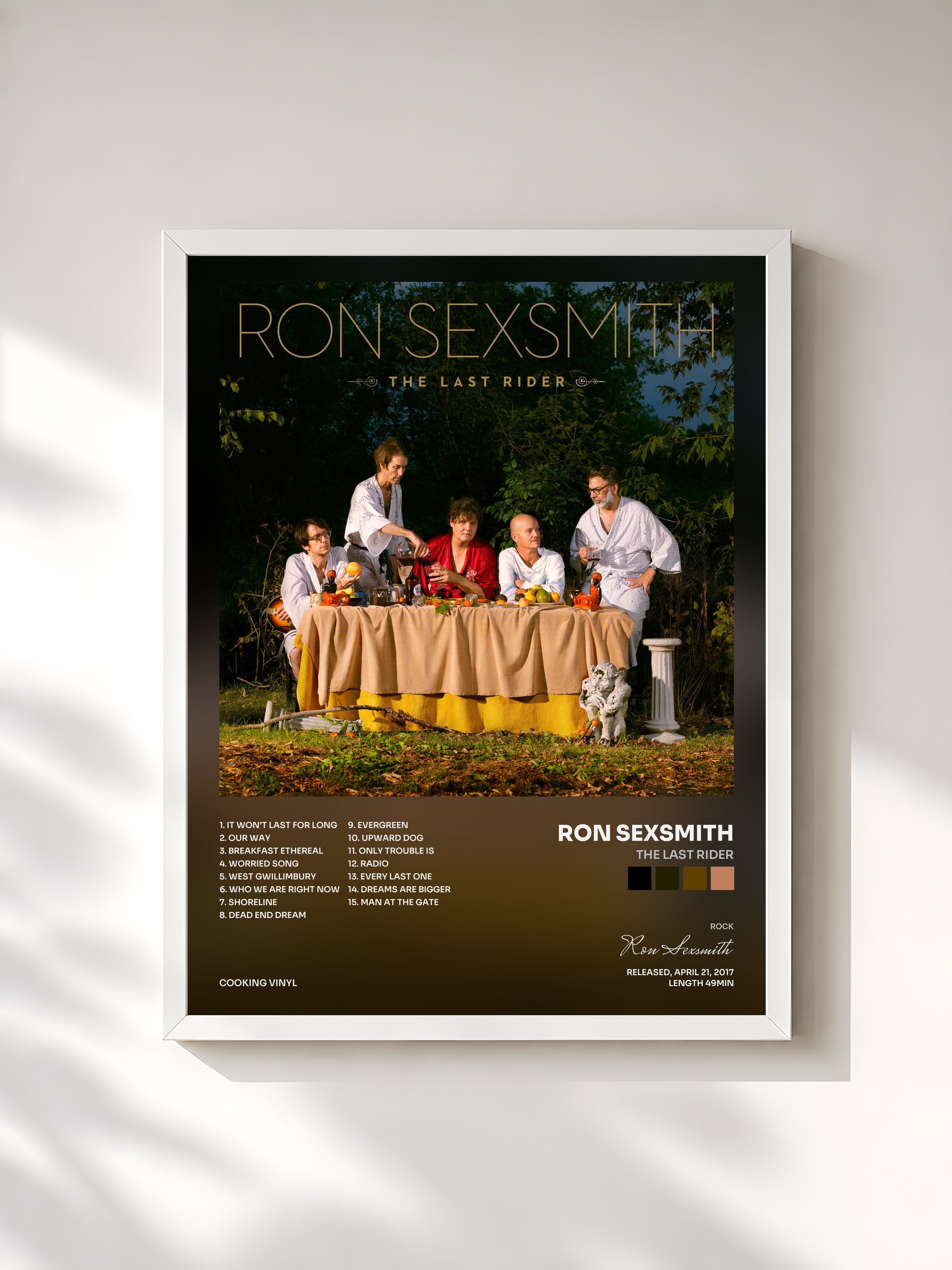 #blanc Tableau de l'album The Last Rider de Ron Sexsmith, cadre blanc, imprimé et encadré en France