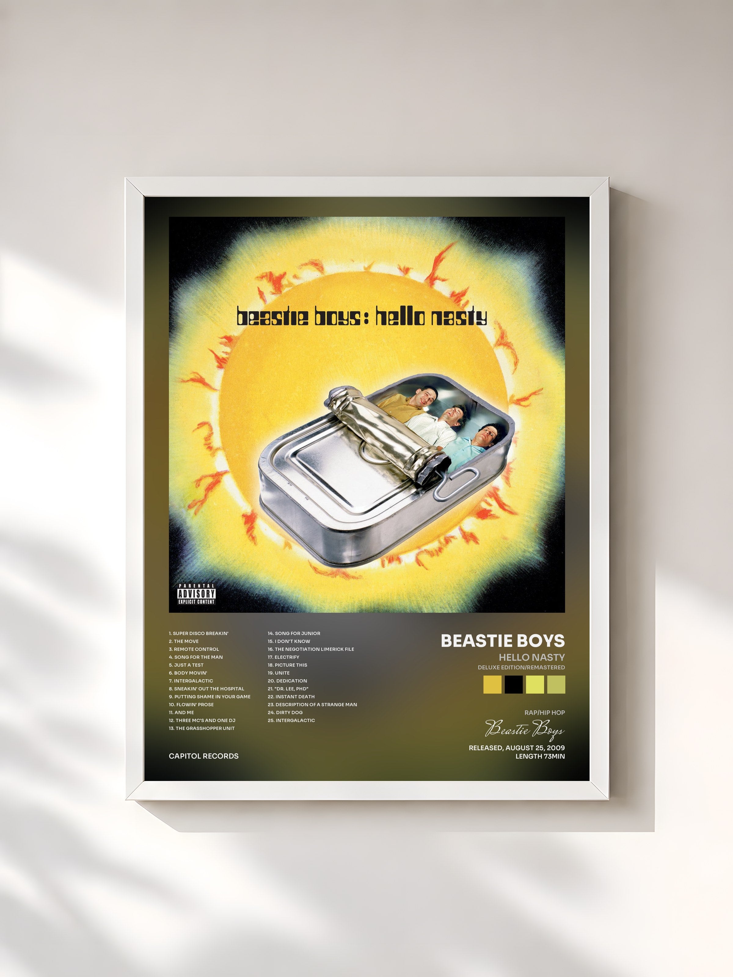 #blanc Tableau de l'album Hello Nasty (Deluxe Edition/Remastered) de Beastie Boys, cadre blanc, imprimé et encadré en France