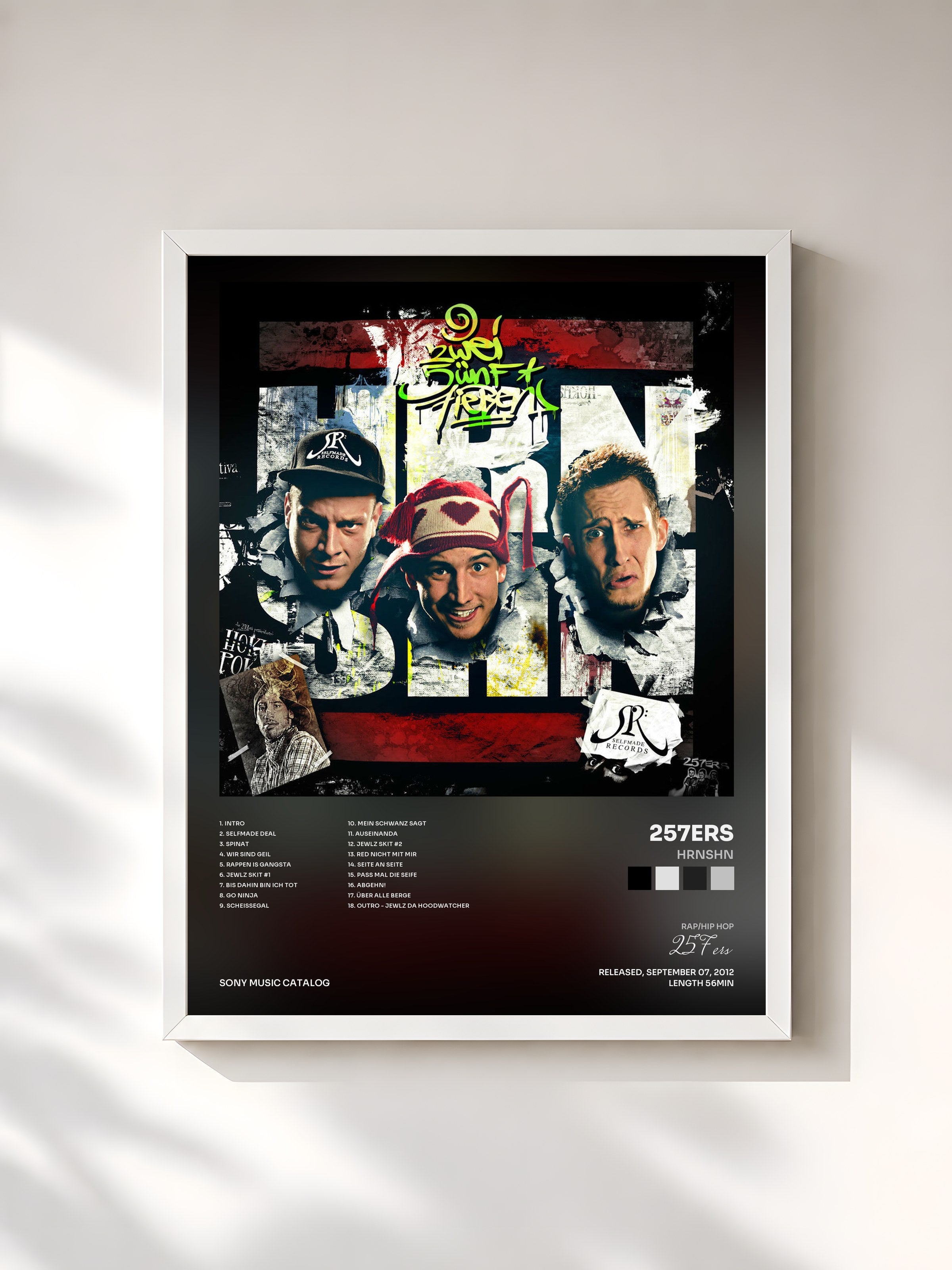 #blanc Tableau de l'album HRNSHN de 257ers, cadre blanc, imprimé et encadré en France