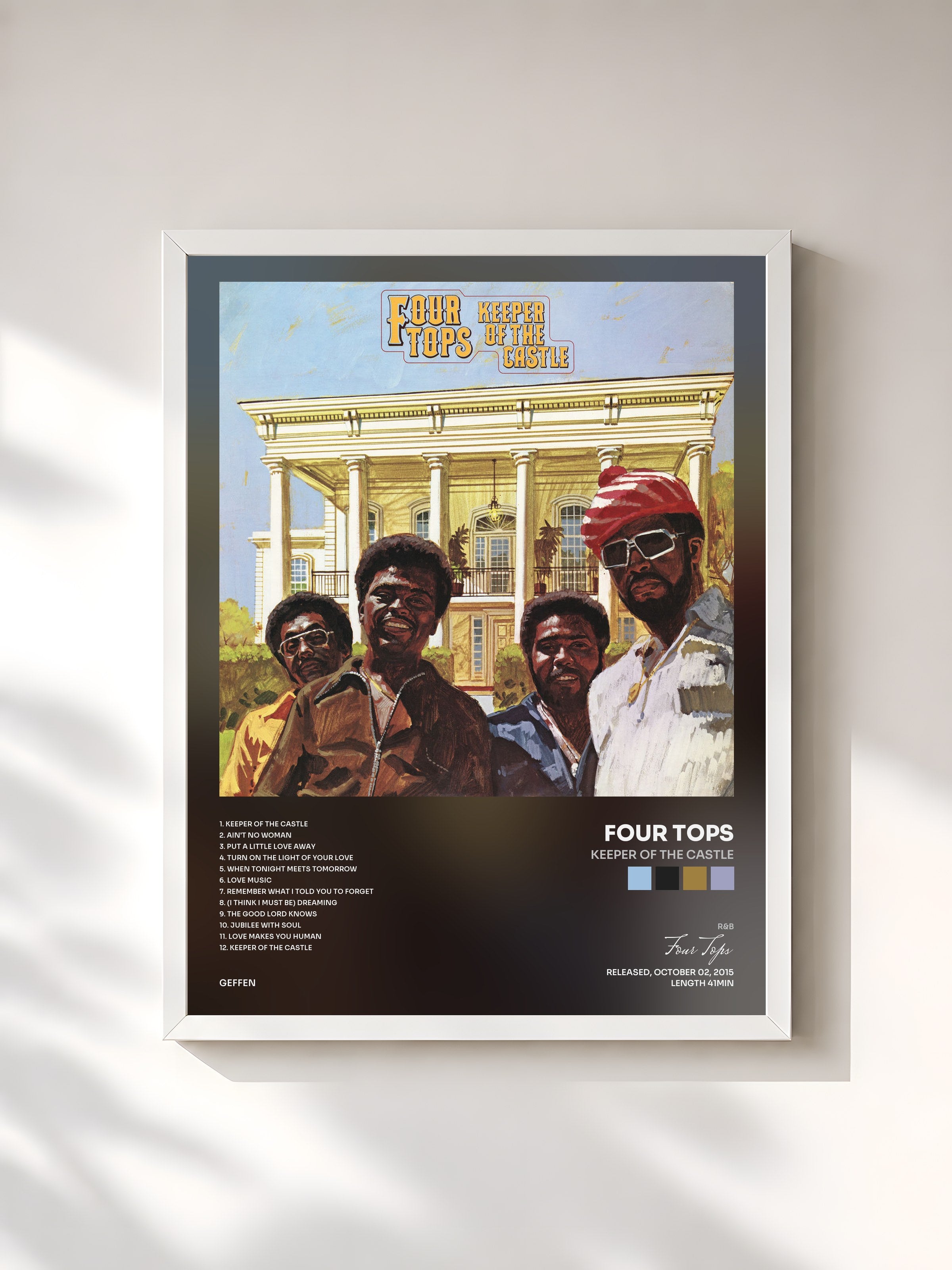 #blanc Tableau de l'album Keeper Of The Castle de Four Tops, cadre blanc, imprimé et encadré en France